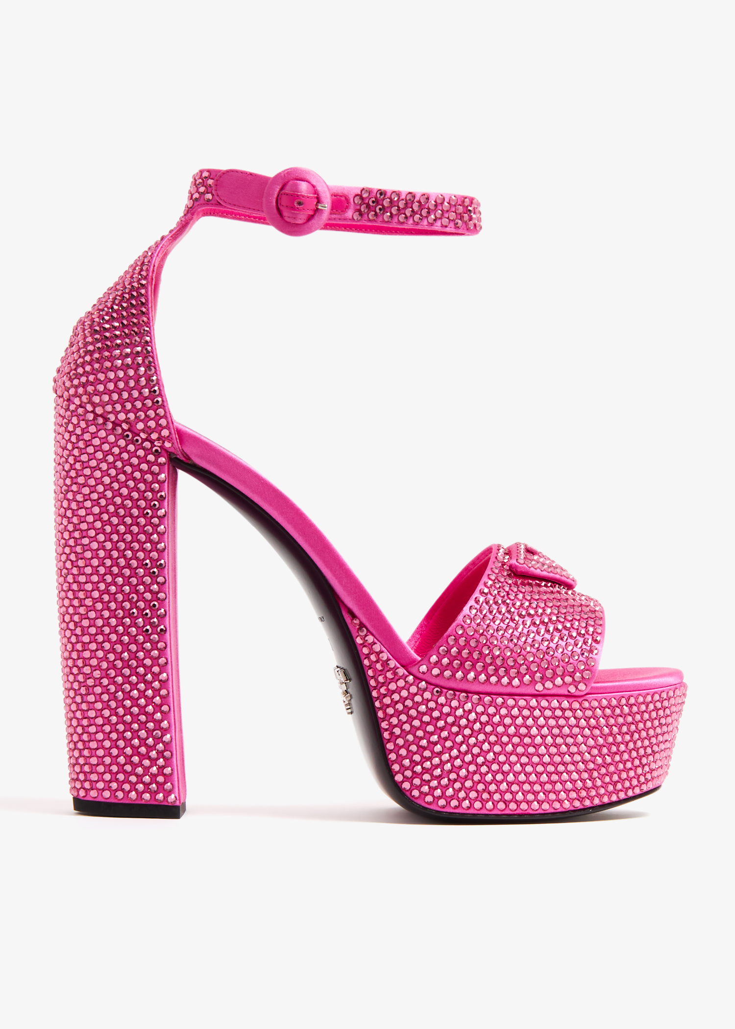 

Crystal satin platform sandals, Pink