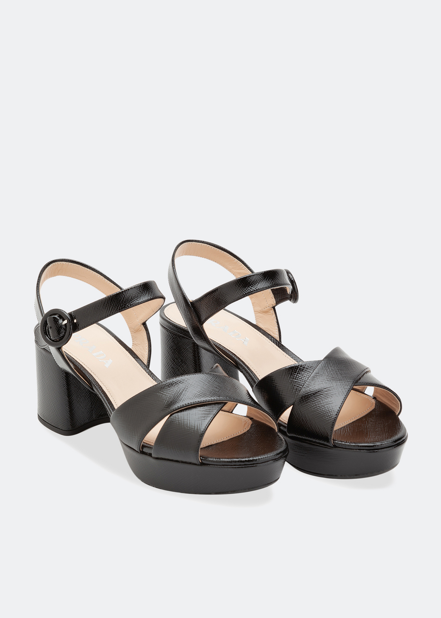 

Leather platform sandals, Black