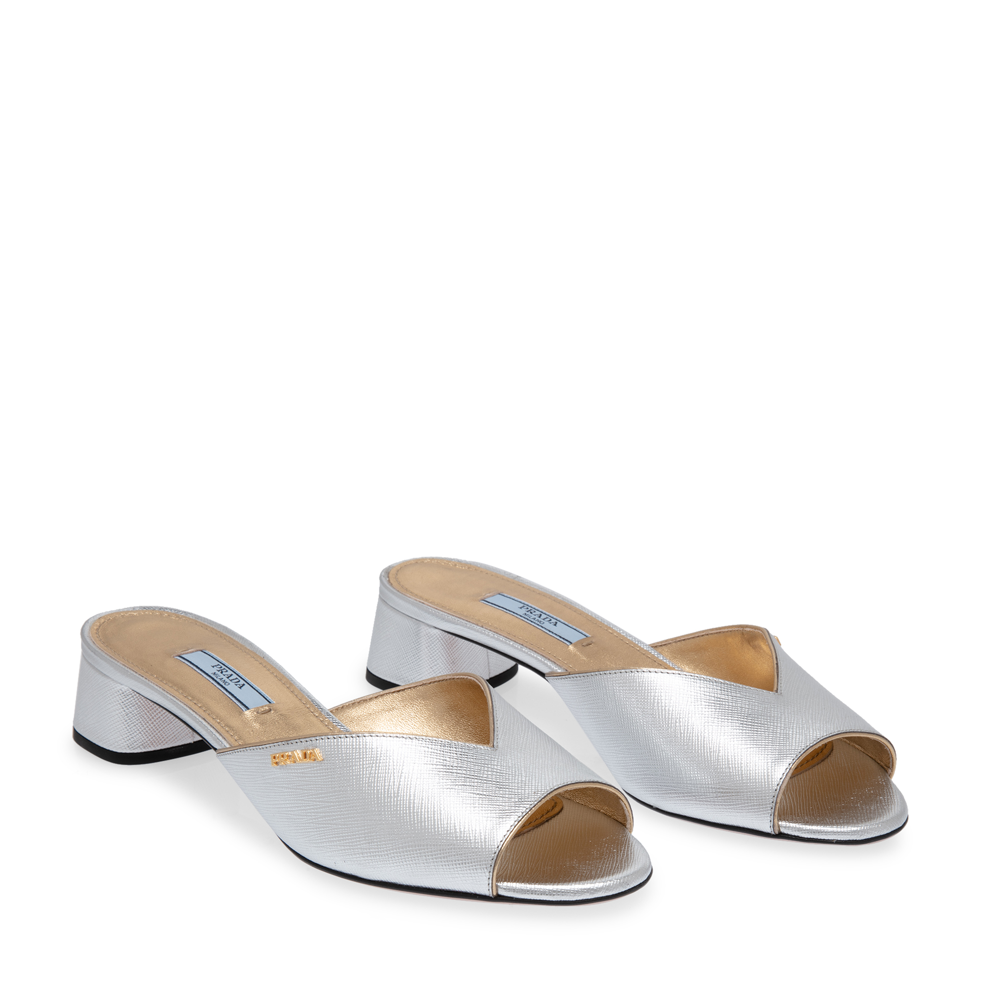 

Saffiano leather sandals, Silver