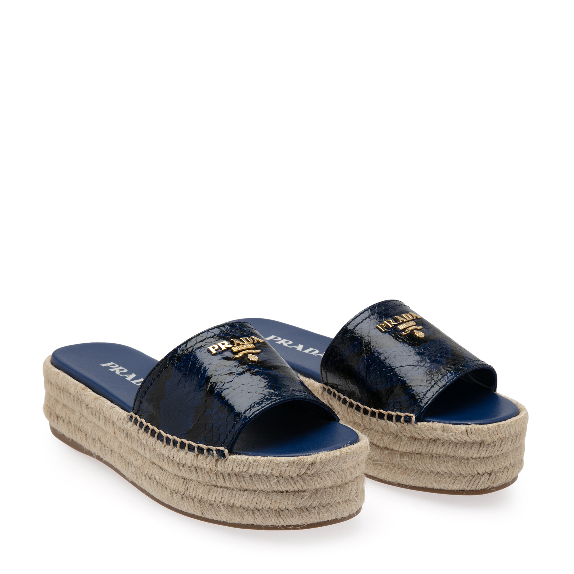 

Snakeskin platform sandals, Blue