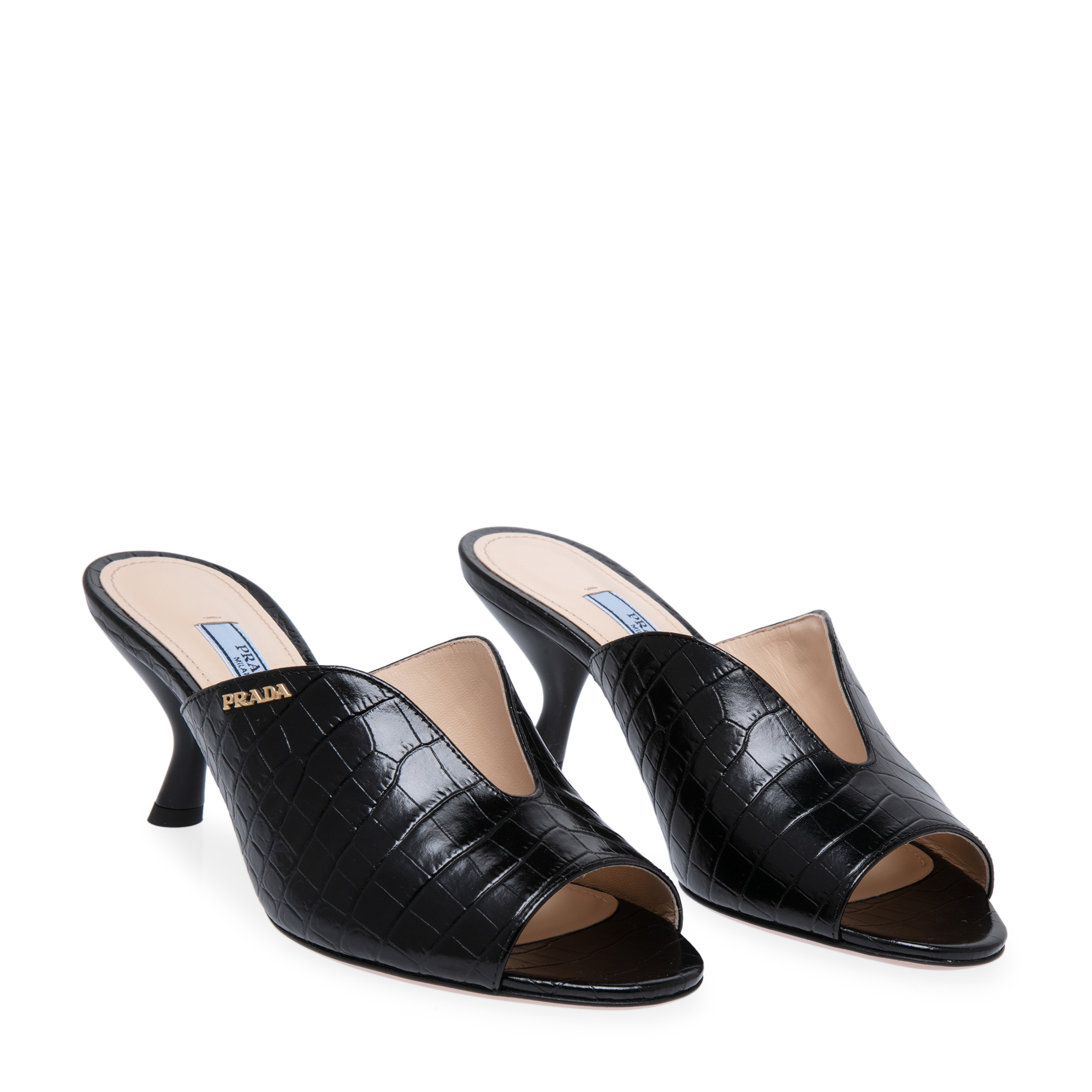 

Leather peep-toe mules, Black