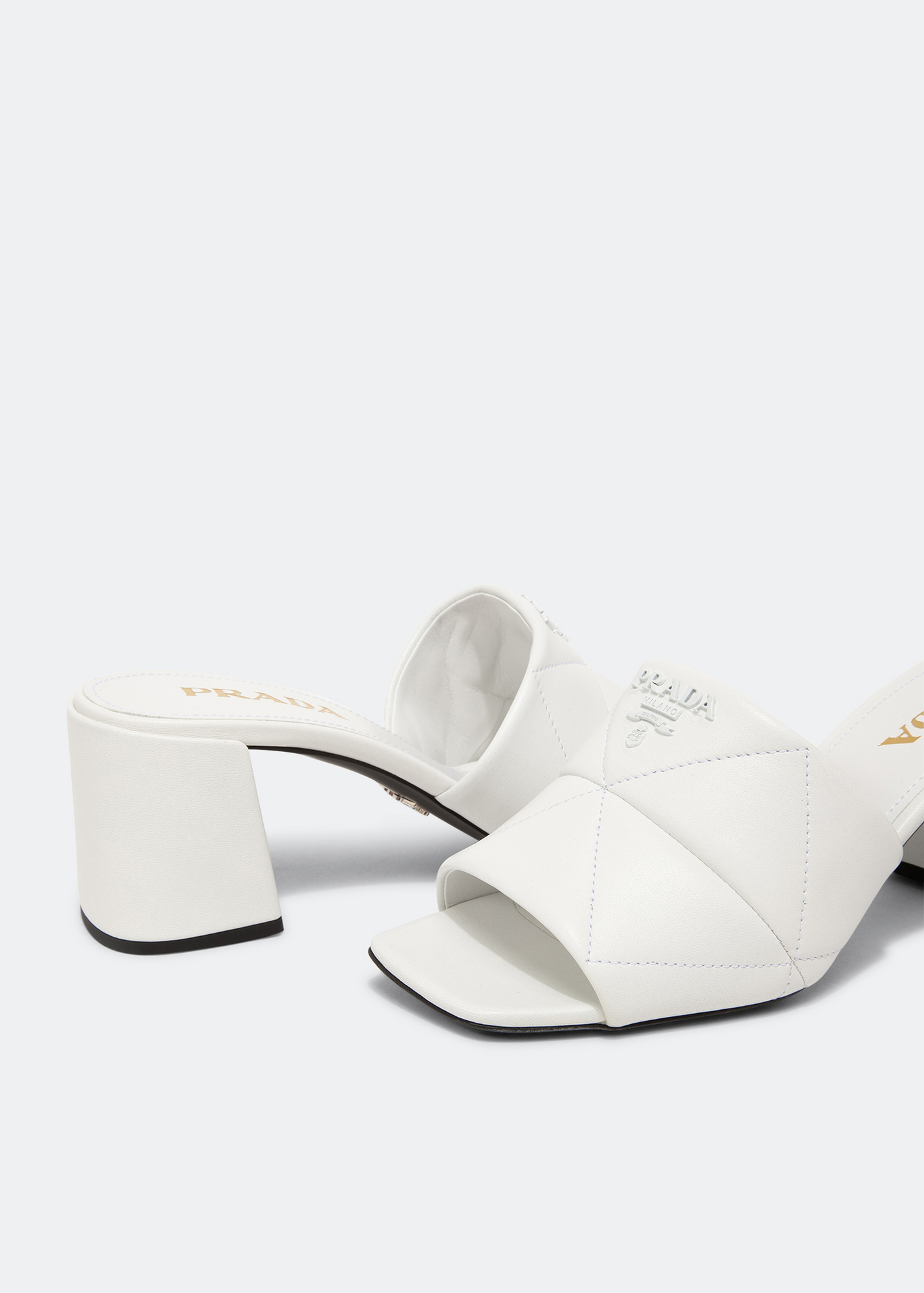 

Quilted nappa leather sandals, White