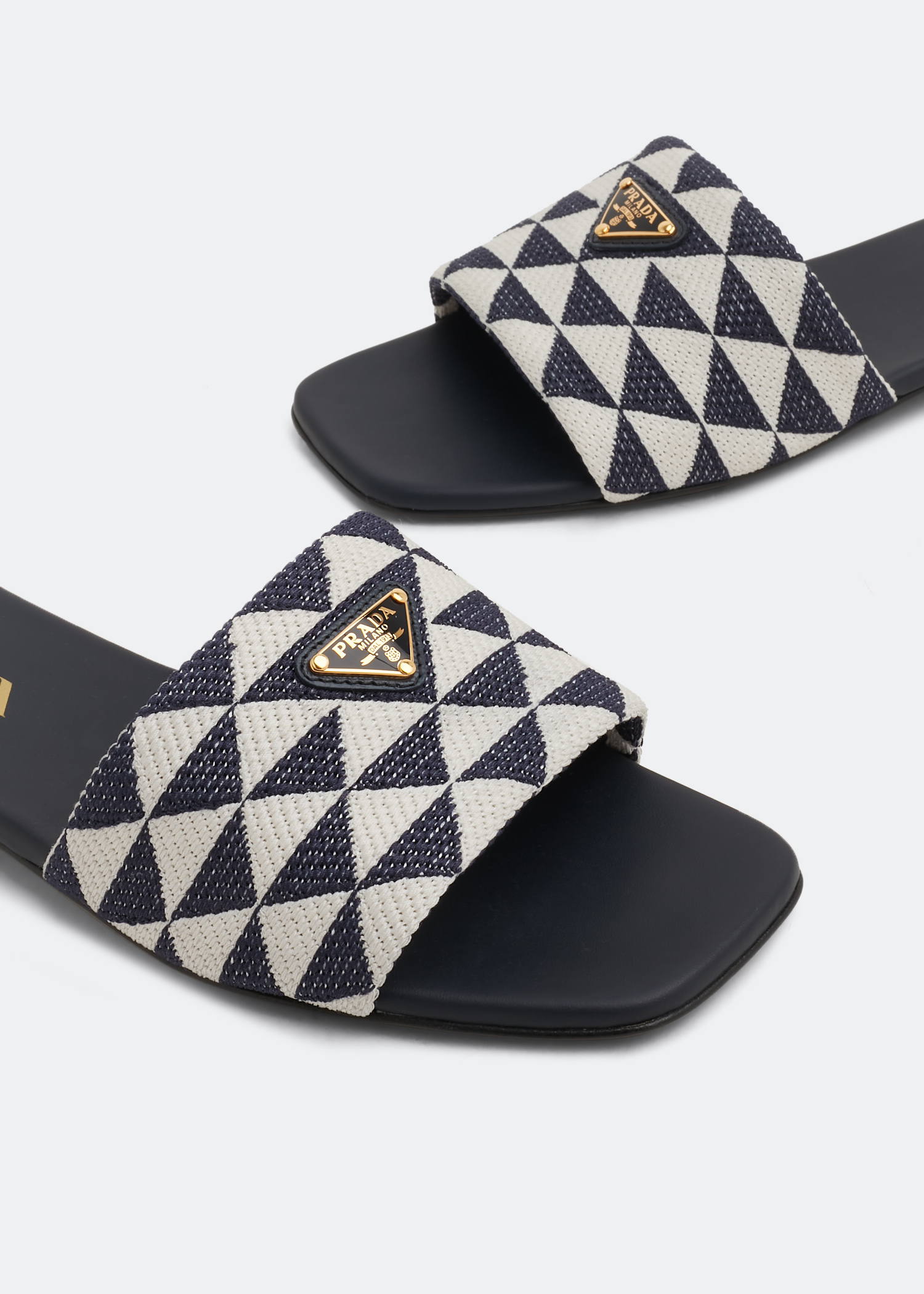 

Embroidered fabric slides, Black