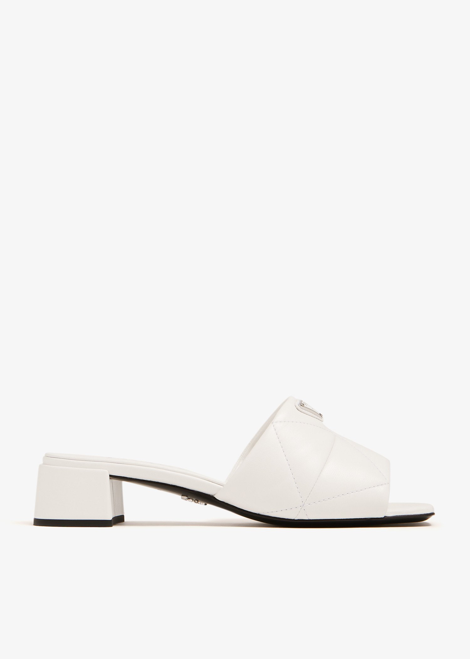 

Quilted nappa leather slide sandals, White