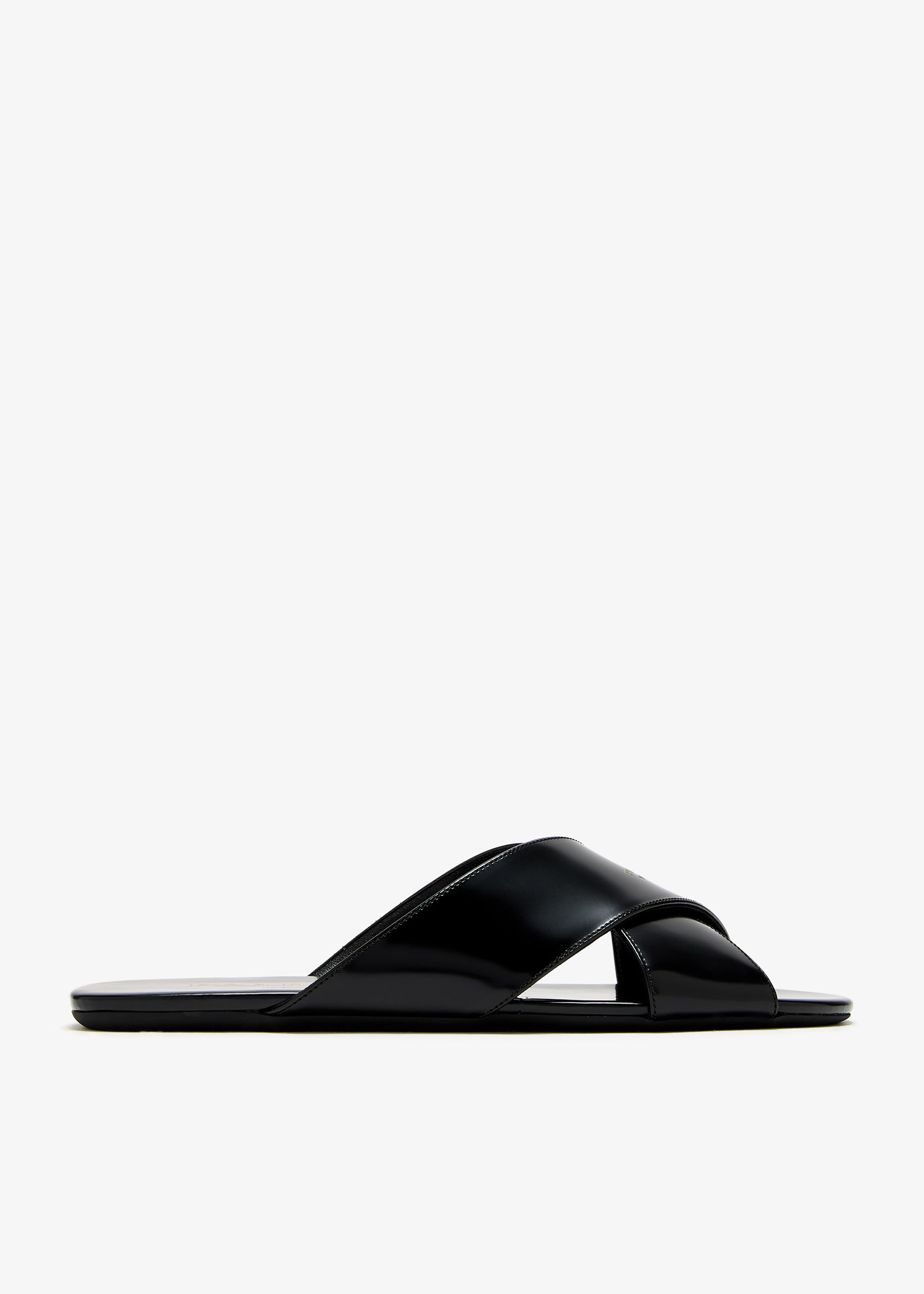 

Brushed leather slide sandals, Black