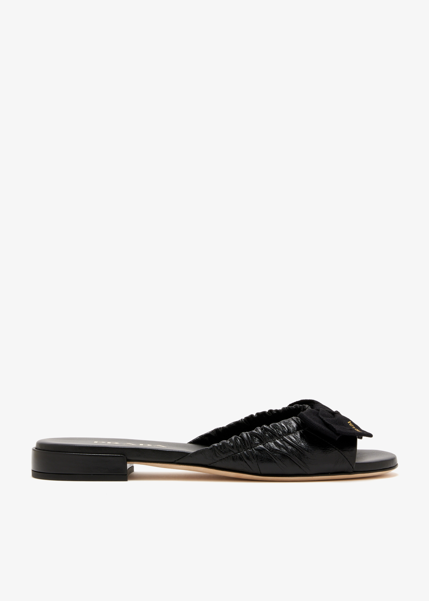 

Leather slide sandals, Black