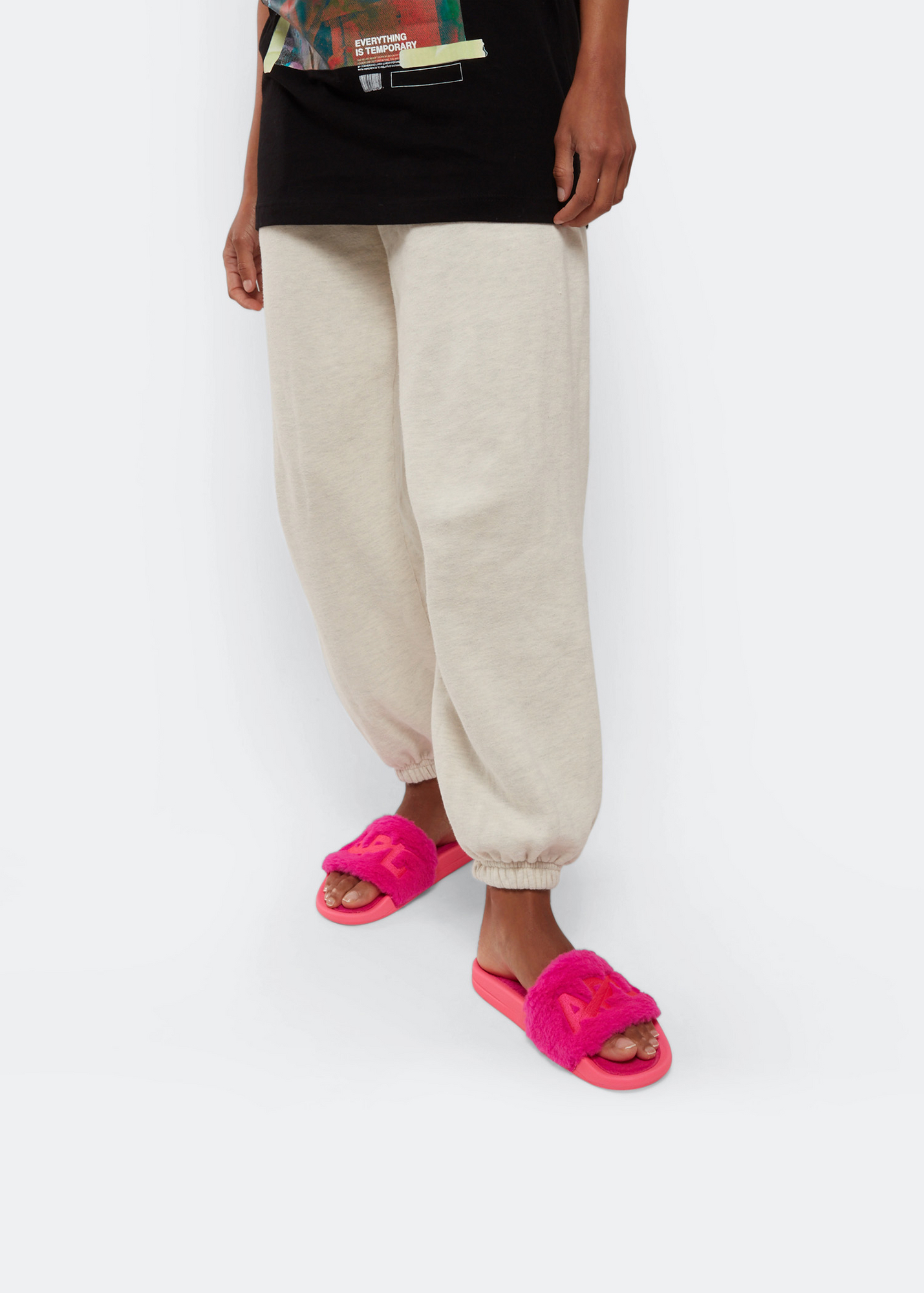 

Shearling slides, Pink