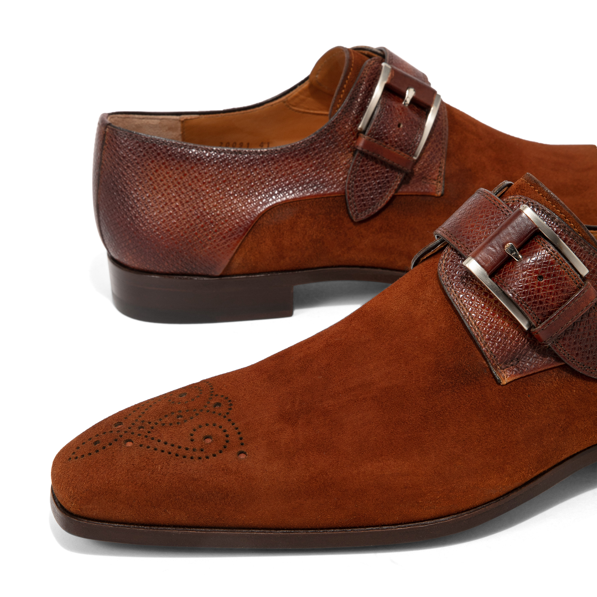 

Suede monk strap loafers, Brown