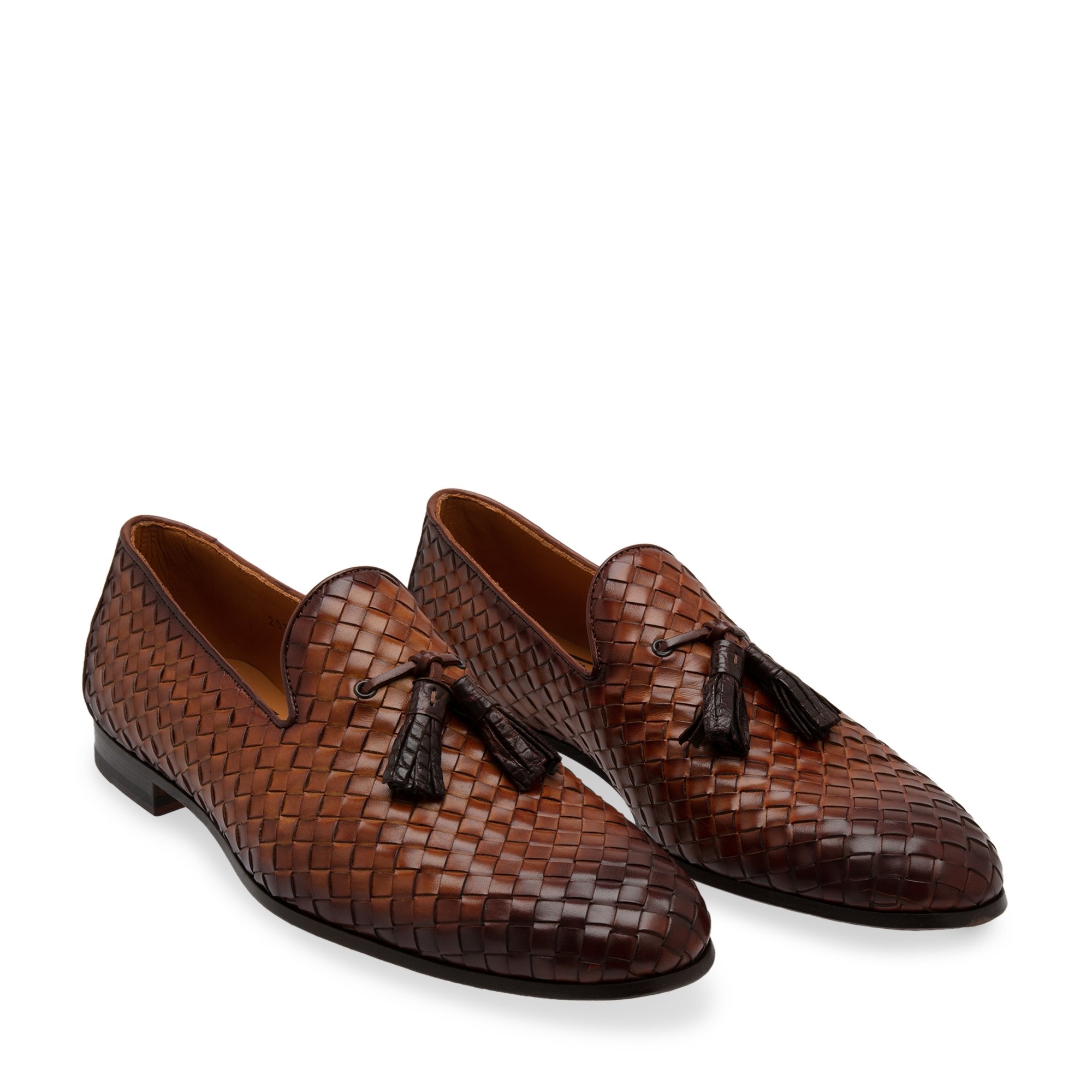 

Woven leather loafers, Brown