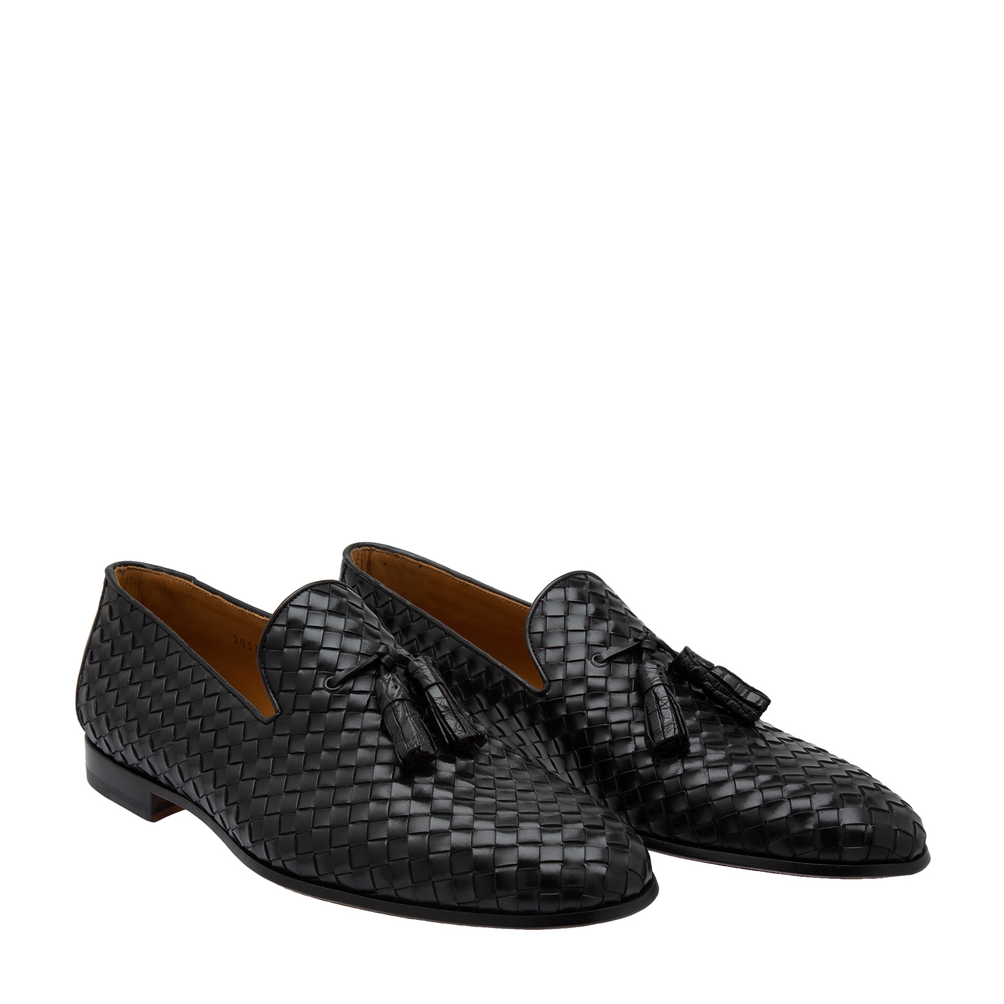 

Woven leather loafers, Black