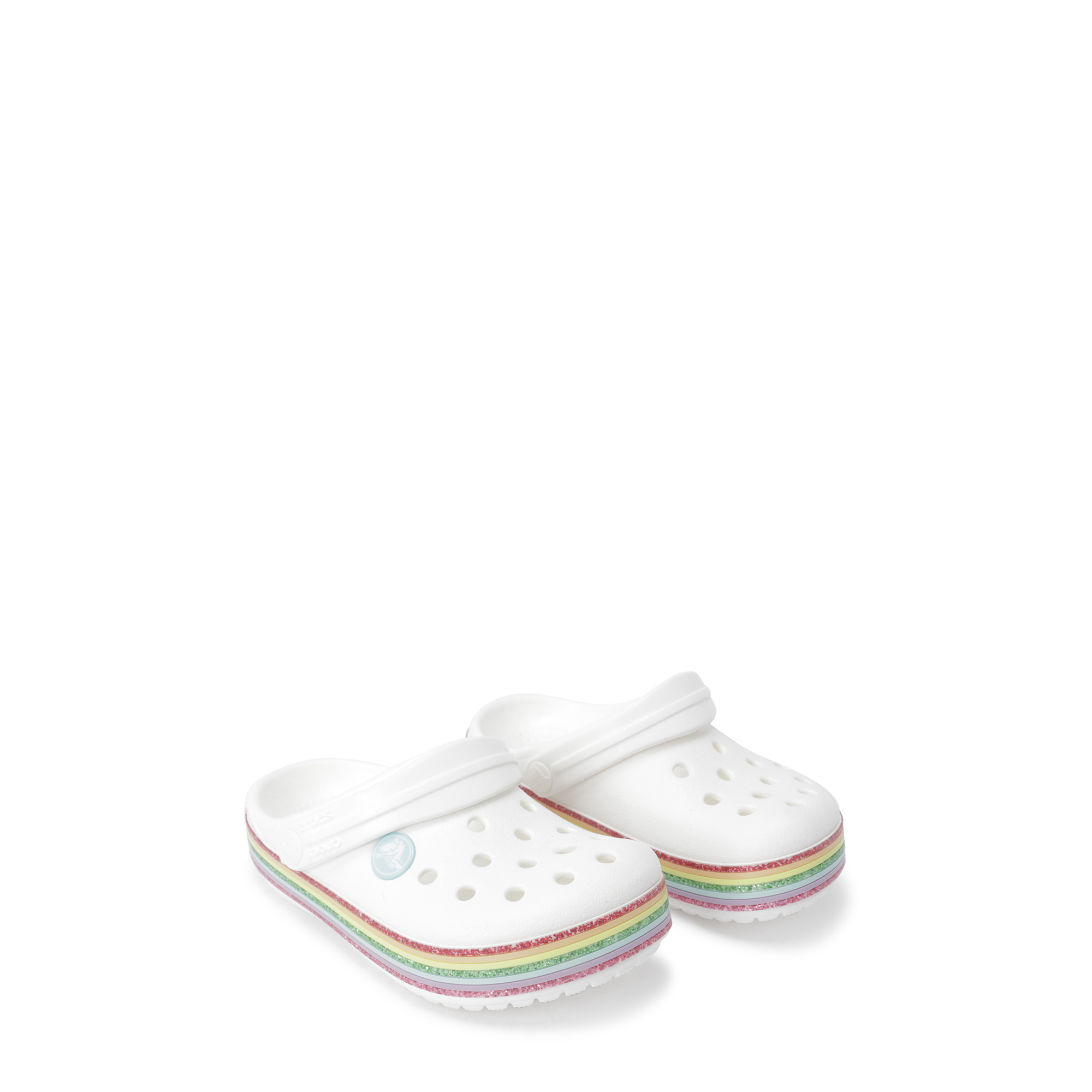 

Rainbow glitter clogs, White