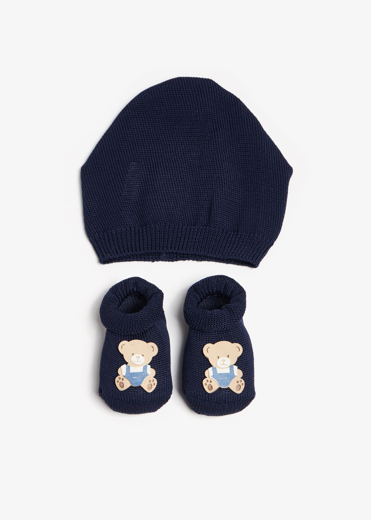 

Bear hat and booties set, Blue