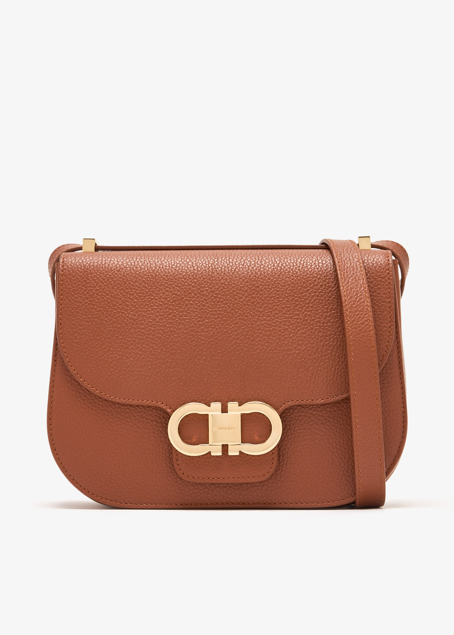 

Mini Double Gancini crossbody bag, Brown