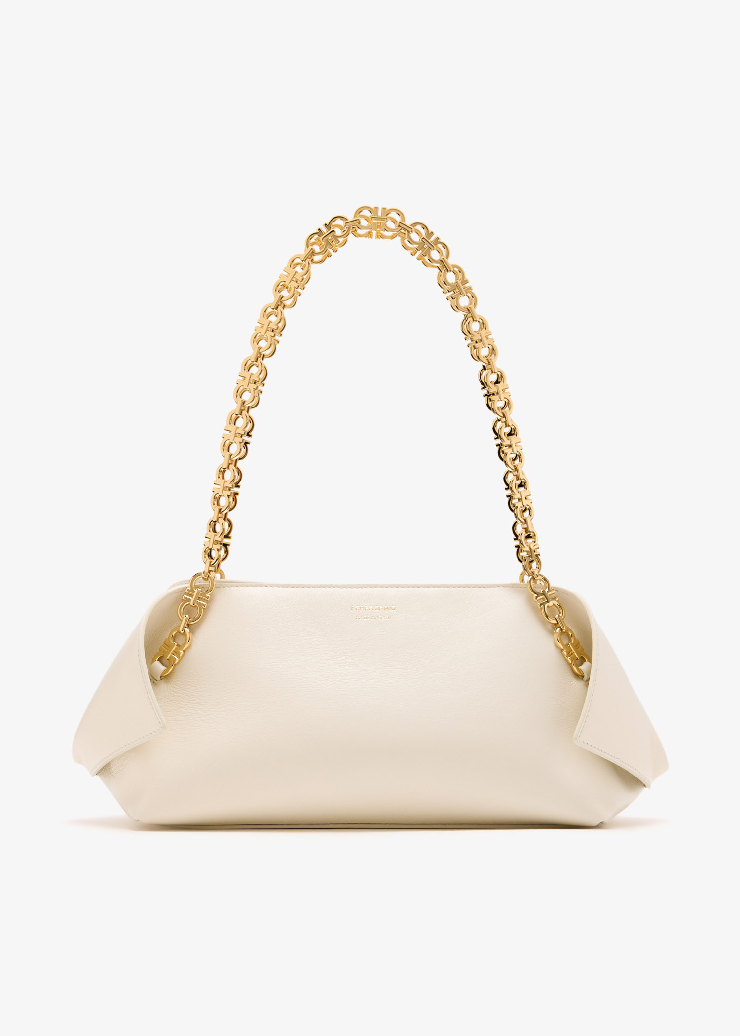 

Folded small shoulder bag, Cream
