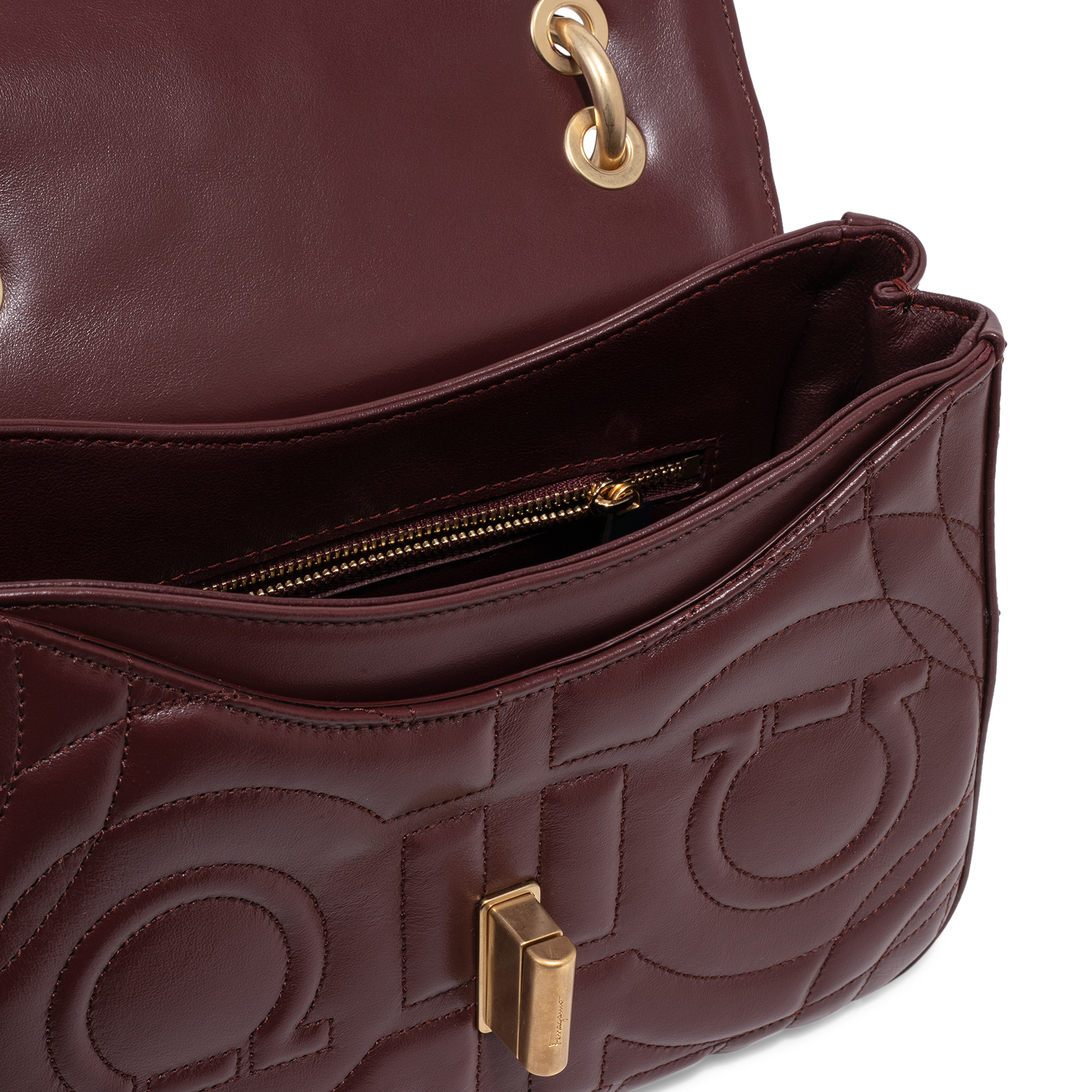 

Quilted Gancini small bag, Burgundy