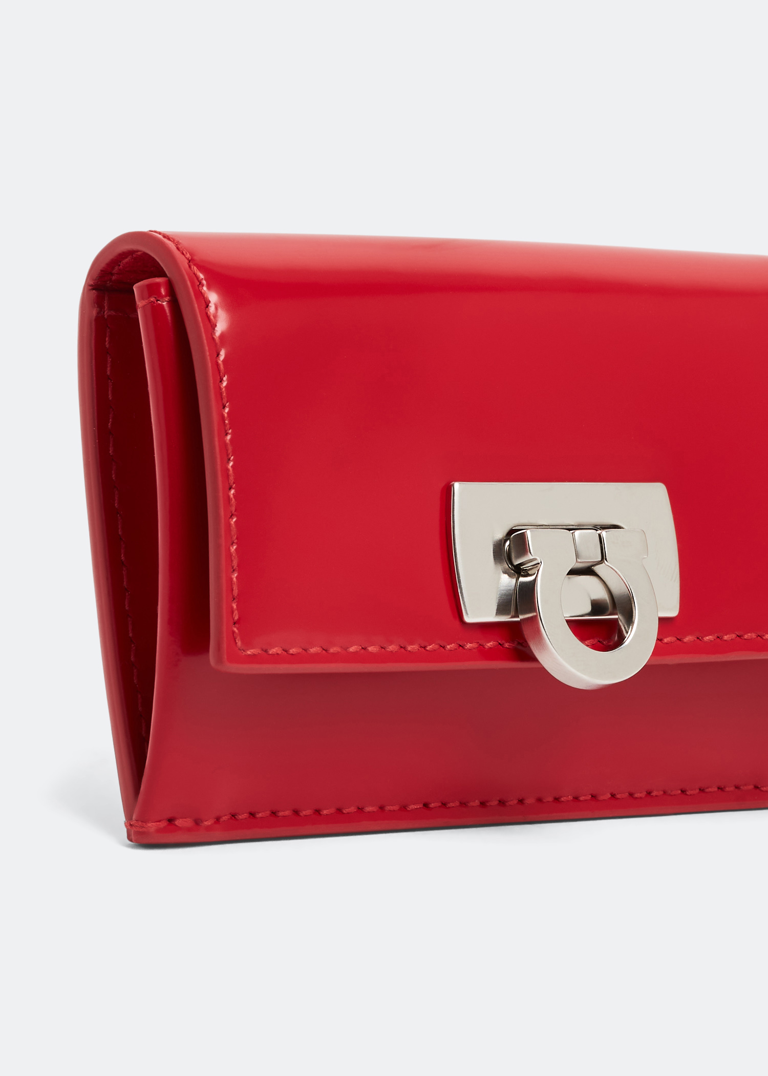 

Gancini clasp card case, Red