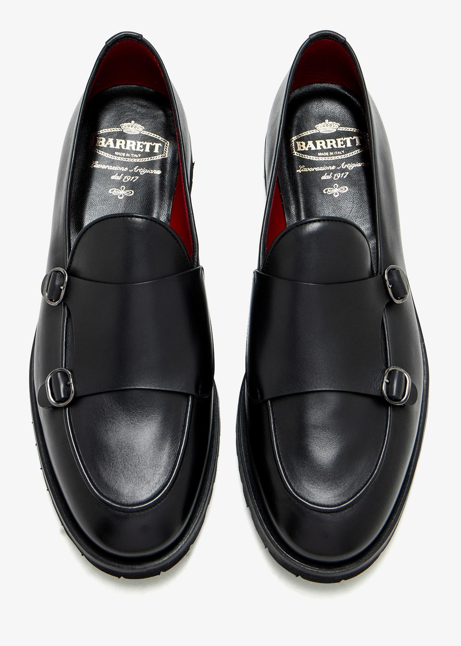

Leather monk strap loafers, Black