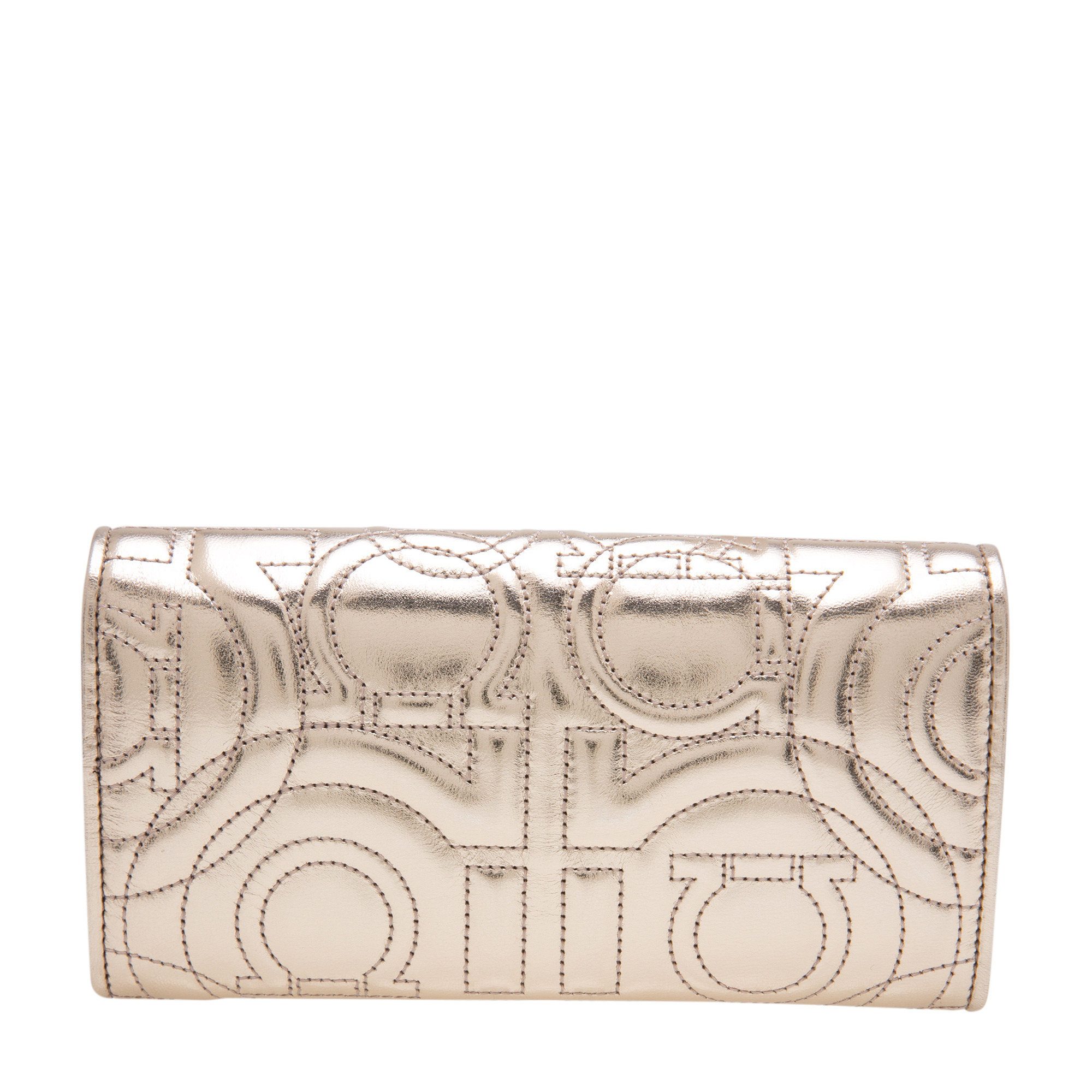 

Quilted Gancini continental wallet, Gold
