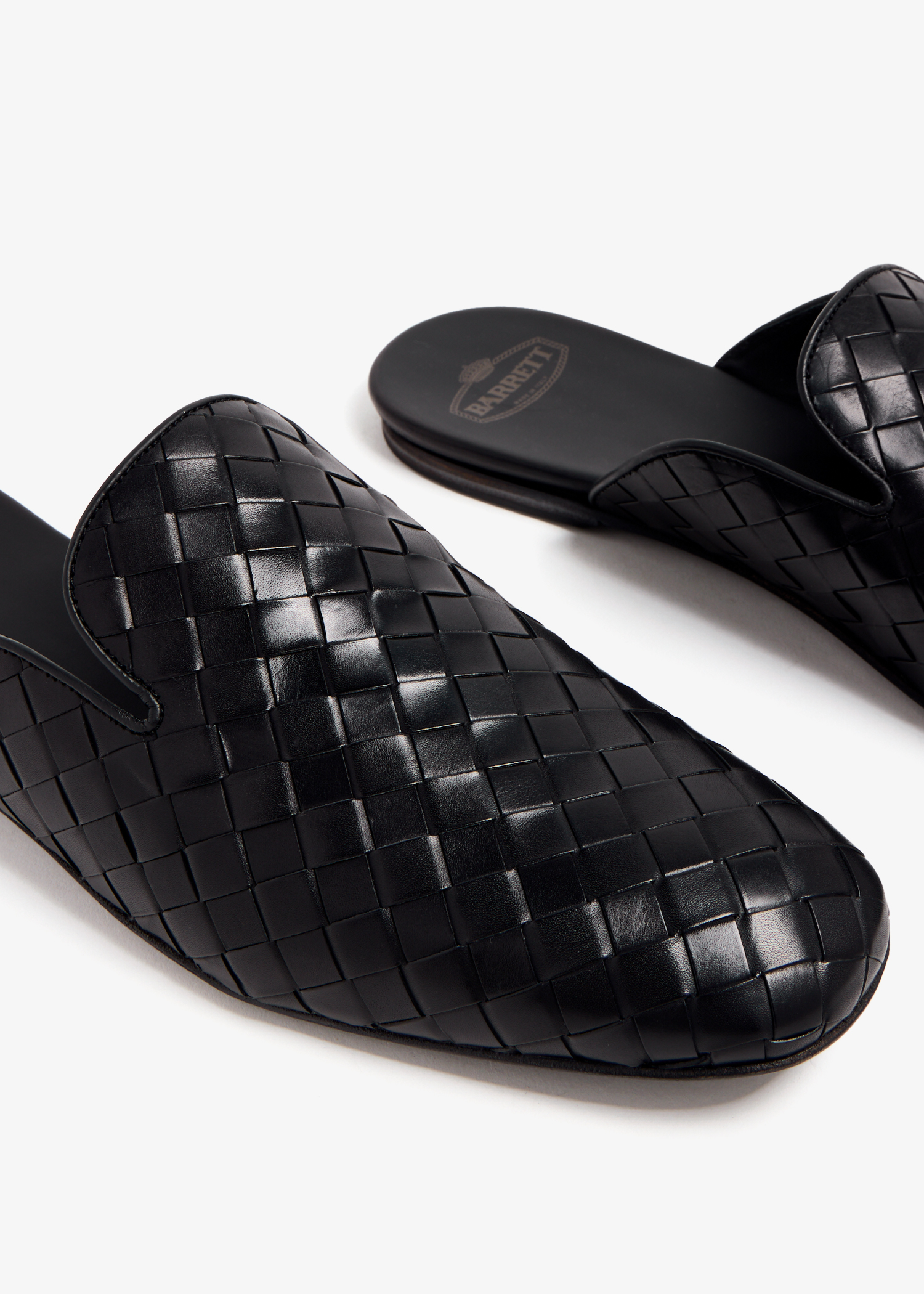 

Backless woven slippers, Black