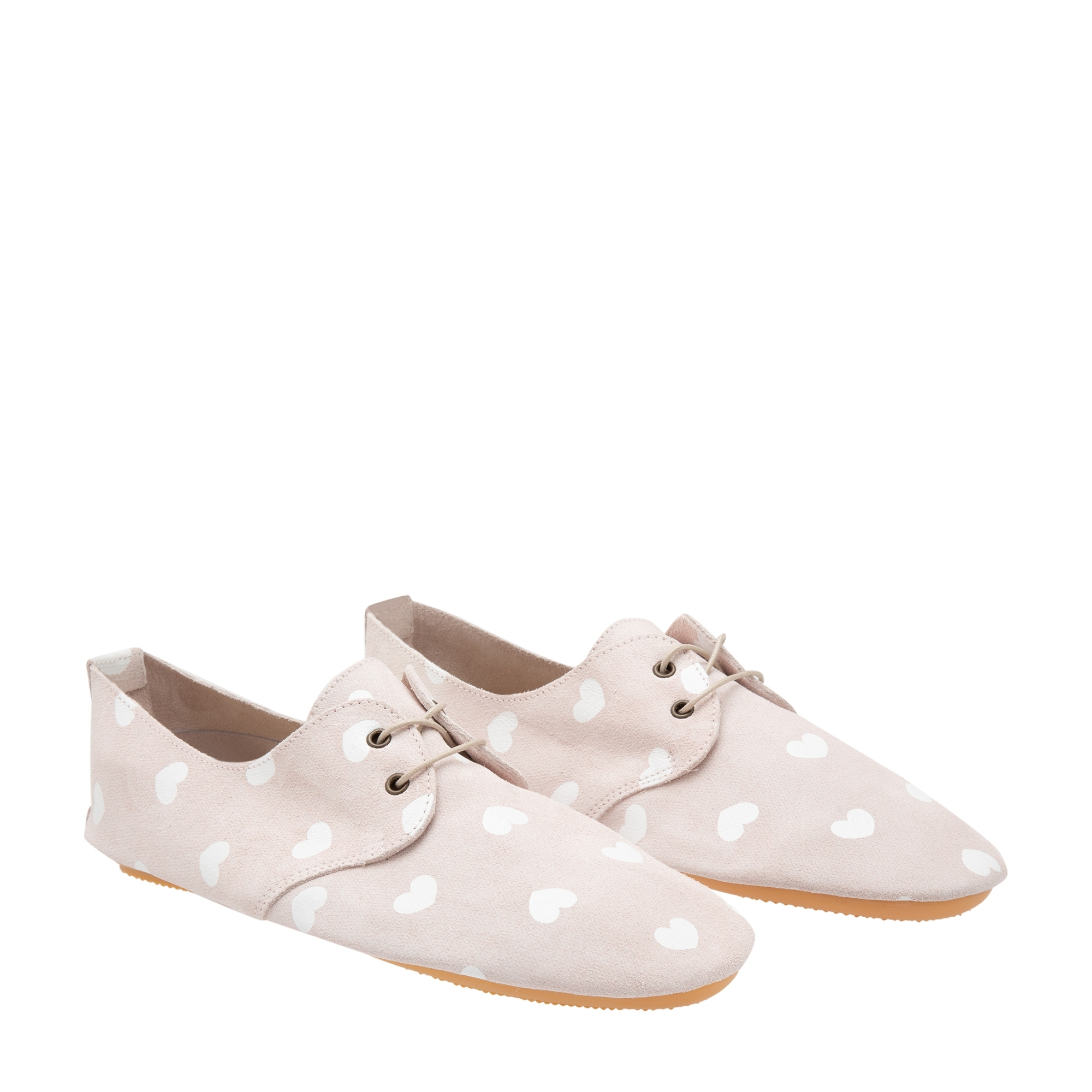 

Suede lace-up flats, Pink