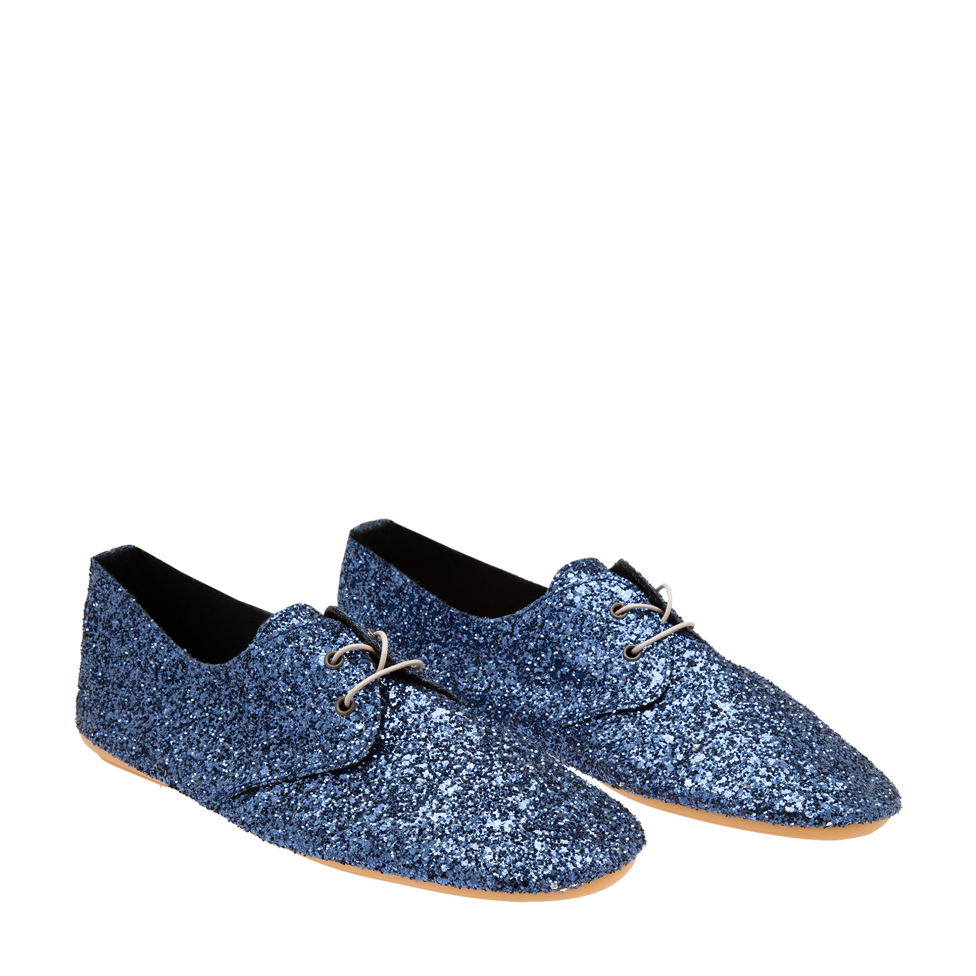 

Glitter lace-up flats, Blue