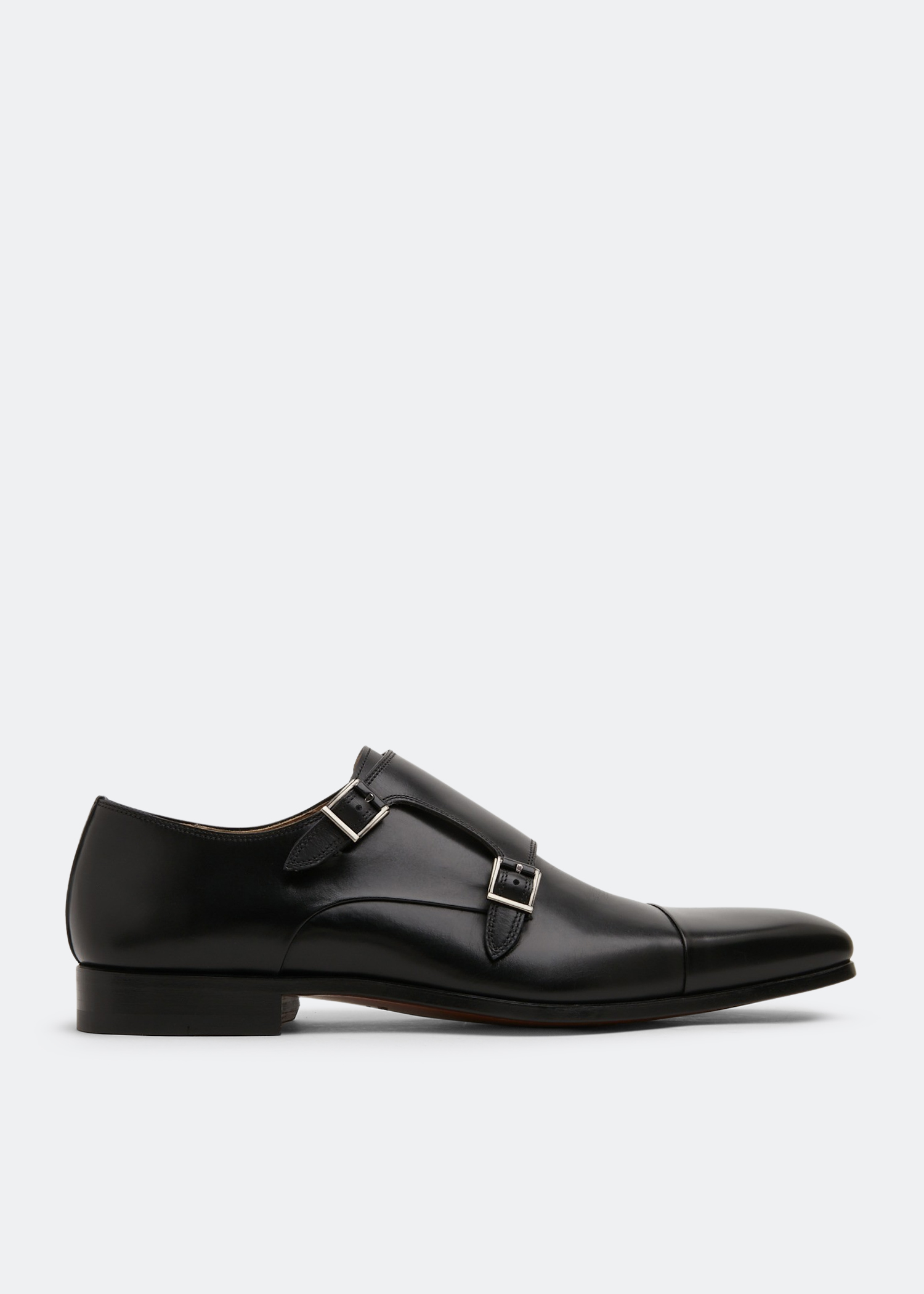 

Leather monk strap shoes, Black
