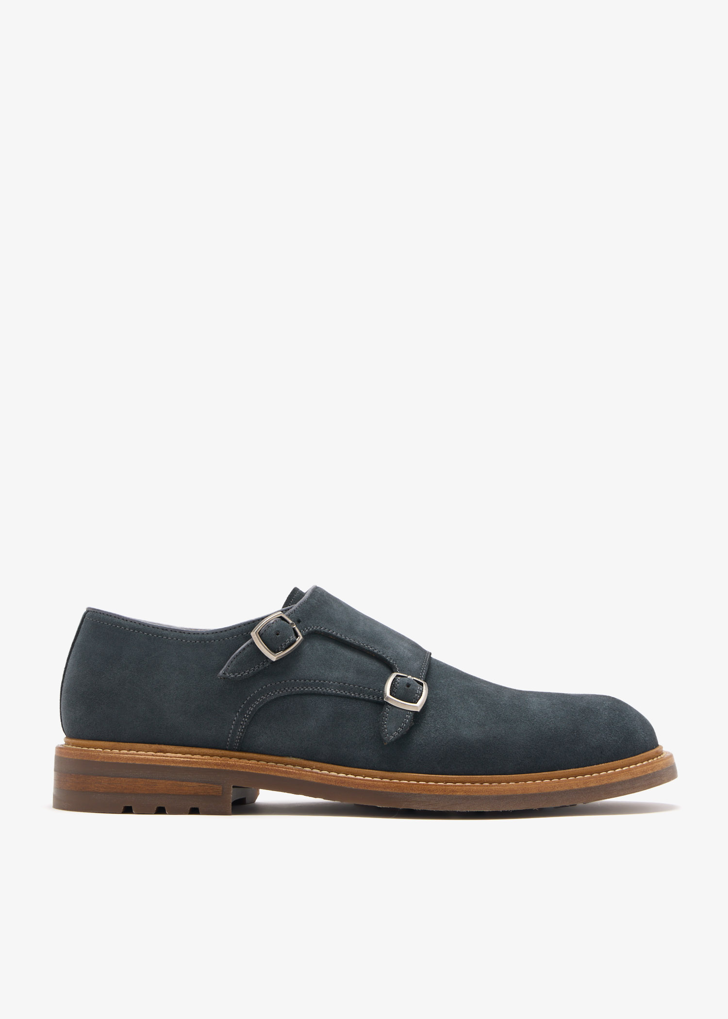 

Suede monk strap shoes, Grey