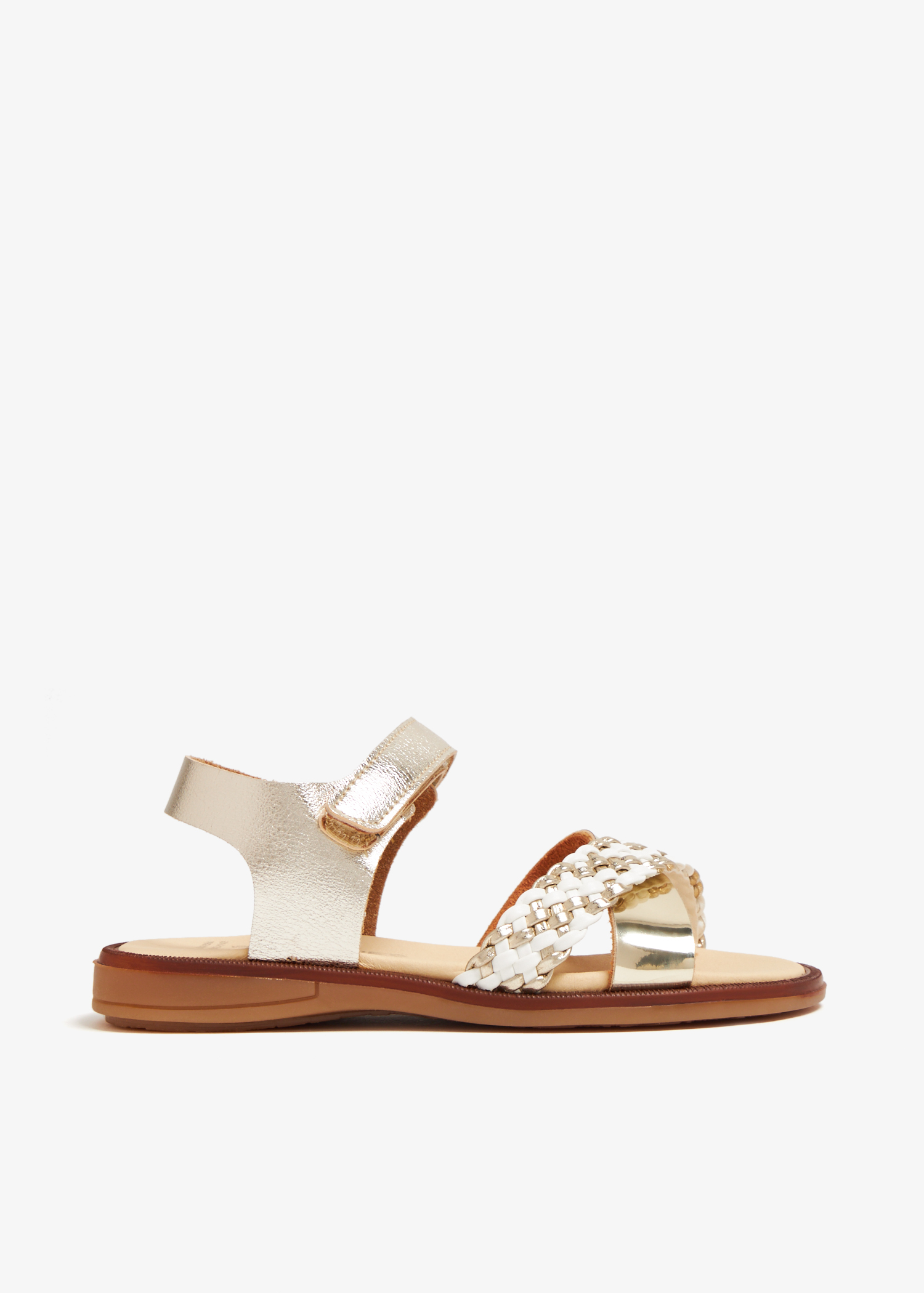 

Woven leather sandals, Gold