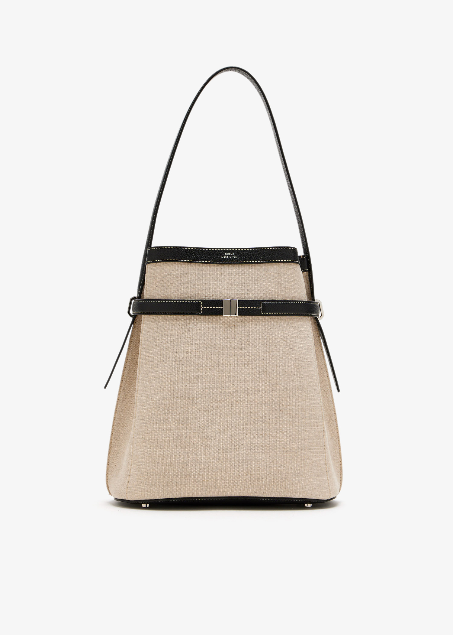 

Belted canvas bucket bag, Khaki