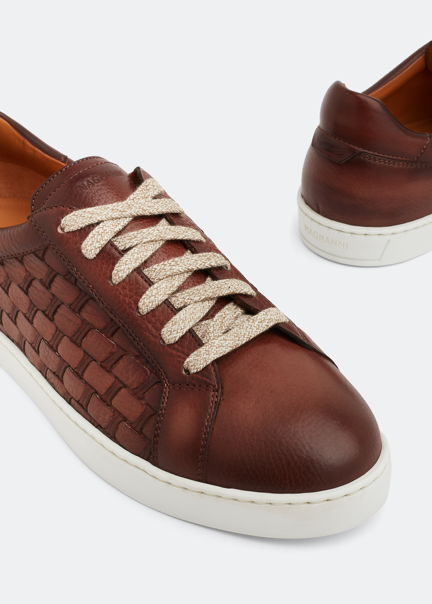 

Woven leather sneakers, Brown
