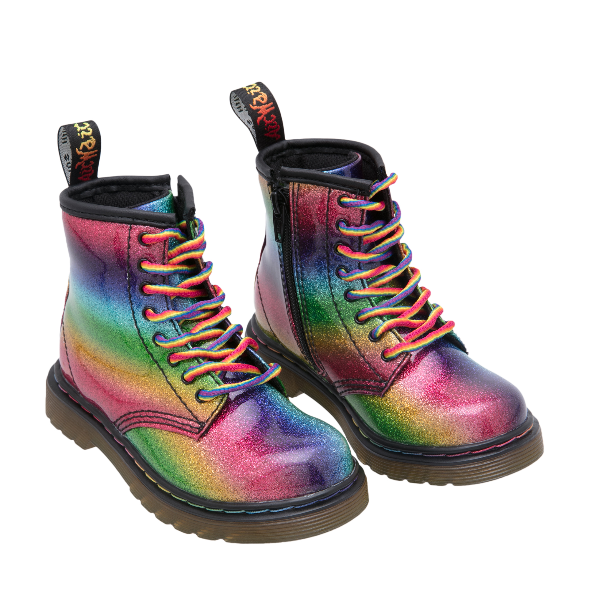 

1460 rainbow glitter boots, Multi-coloured