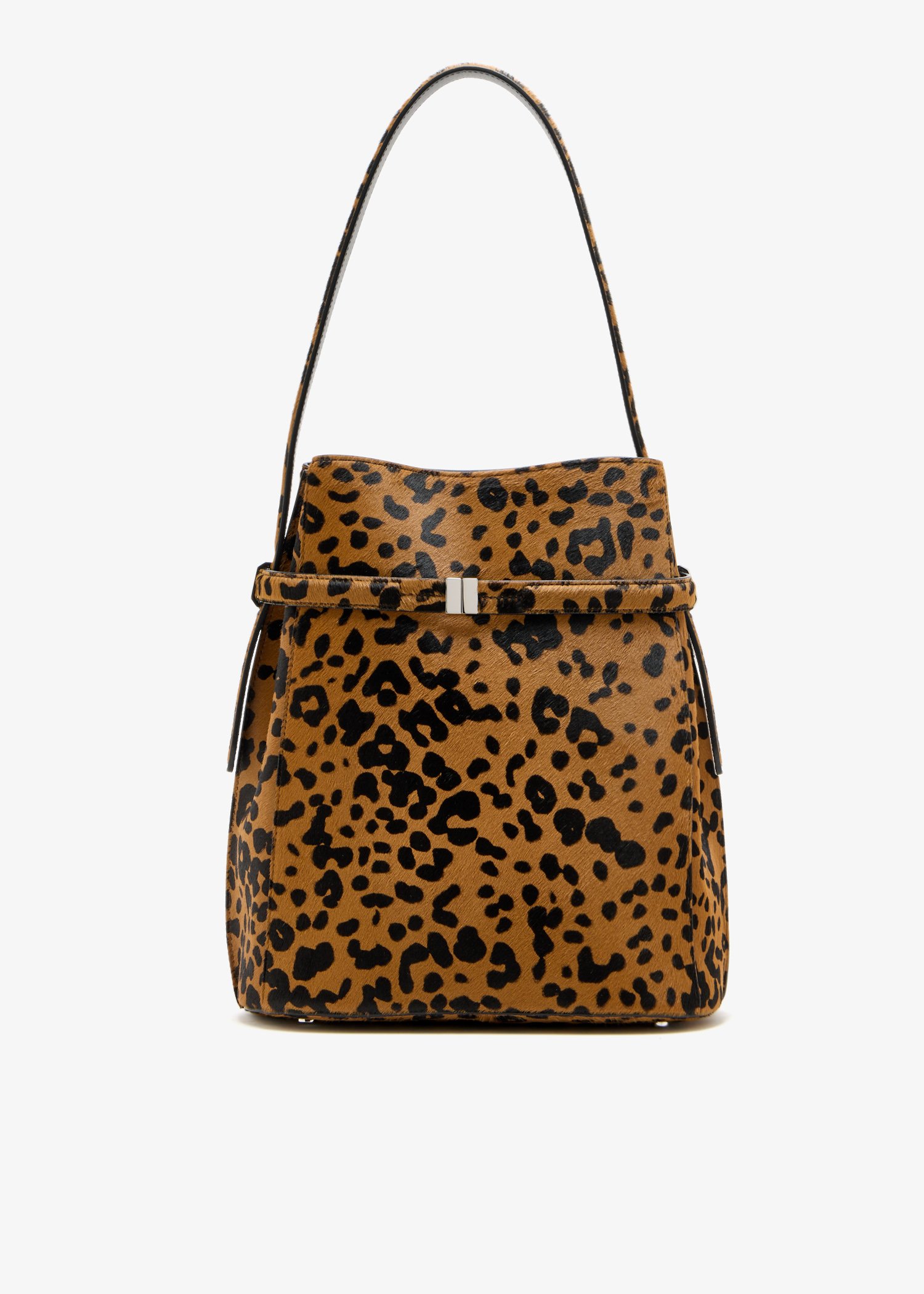 

Belted animal-print bucket bag, Animal printed