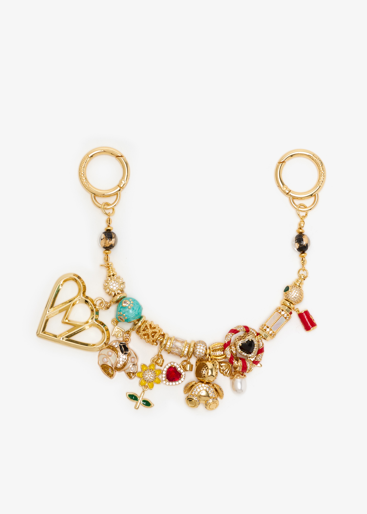 

Jewel Hearts bag charm, Gold