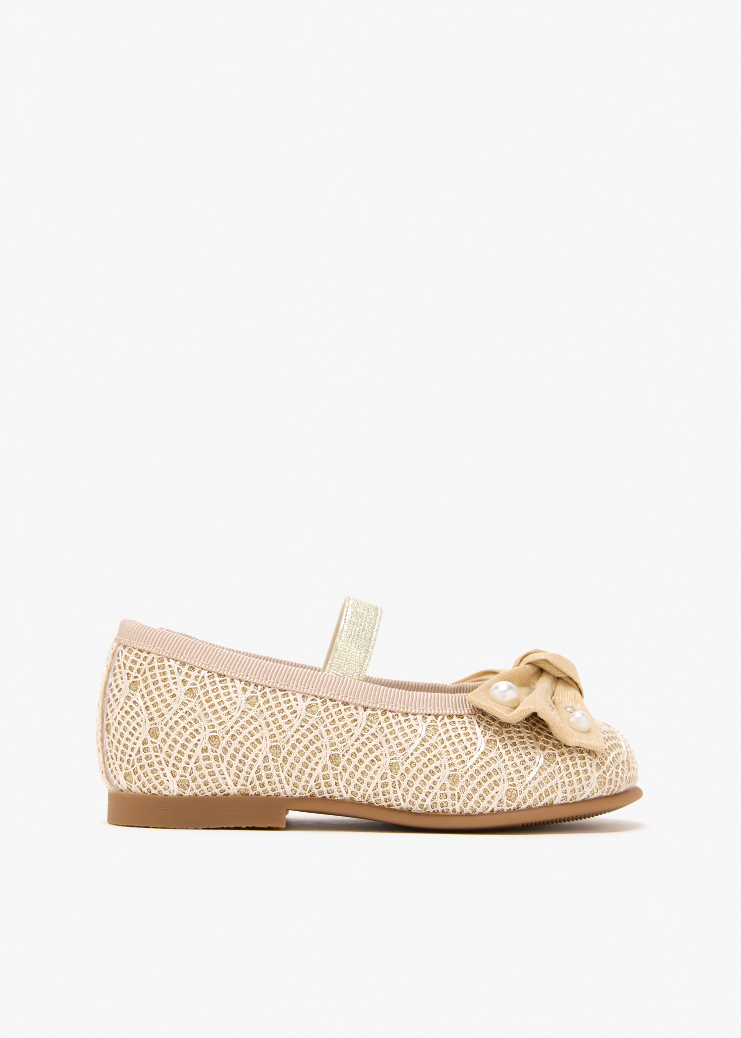 

Bow-embellished ballerinas, Beige