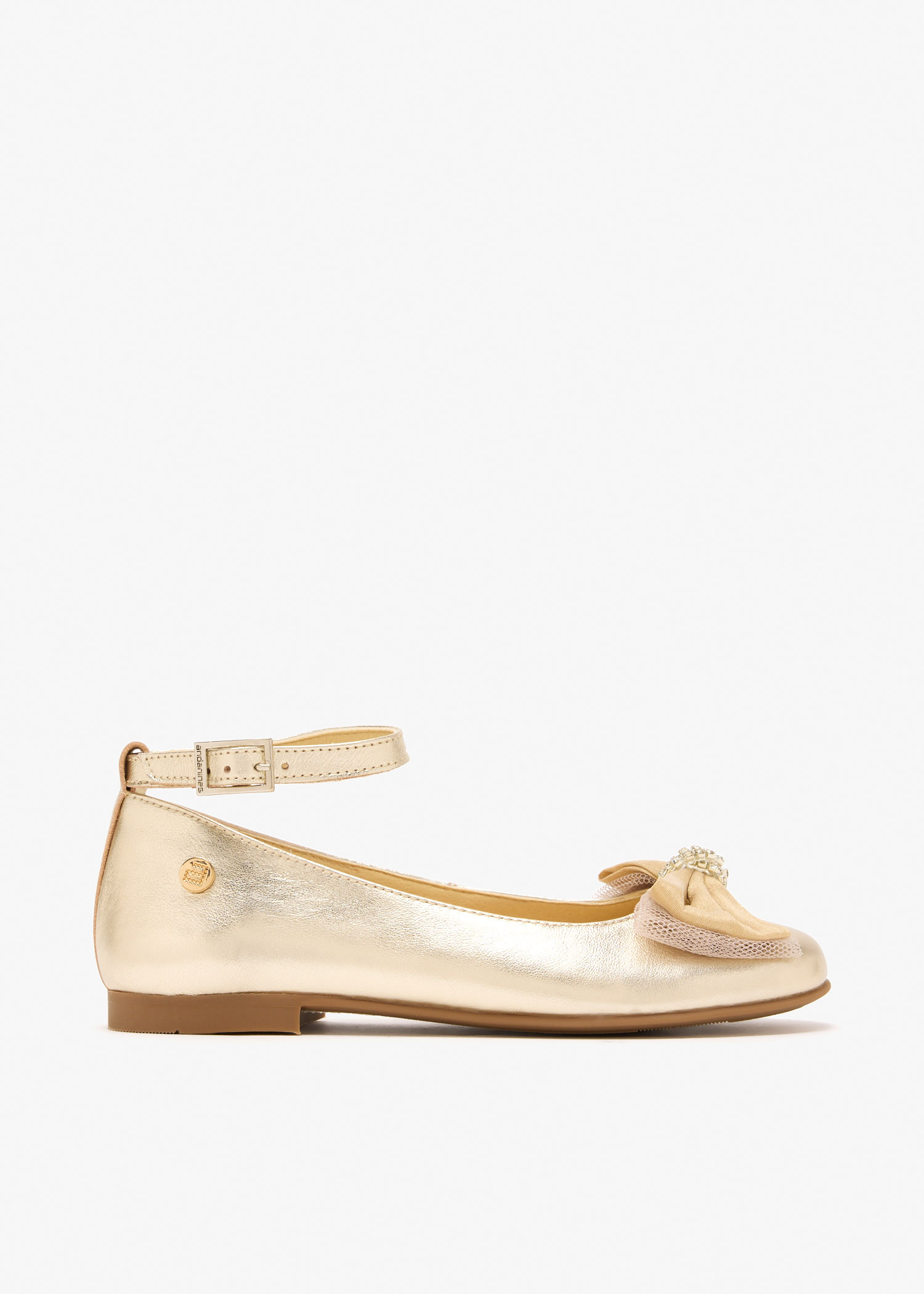 

Bow-embellished ballerinas, Gold