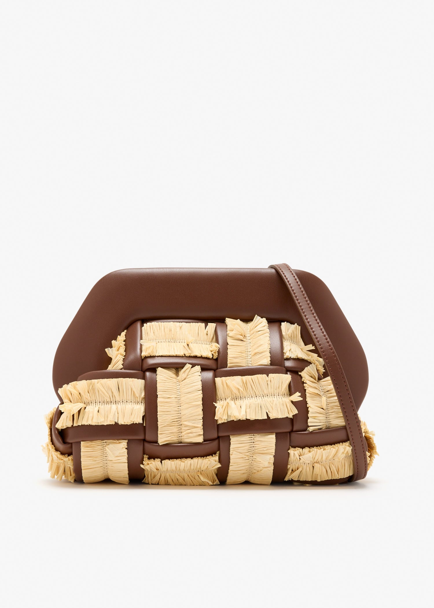 

Bios medium intreccio raffia clutch, Brown
