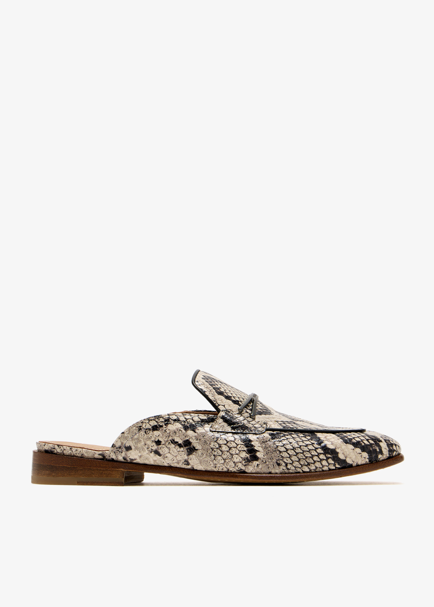 

Python-effect leather slippers, Animal printed