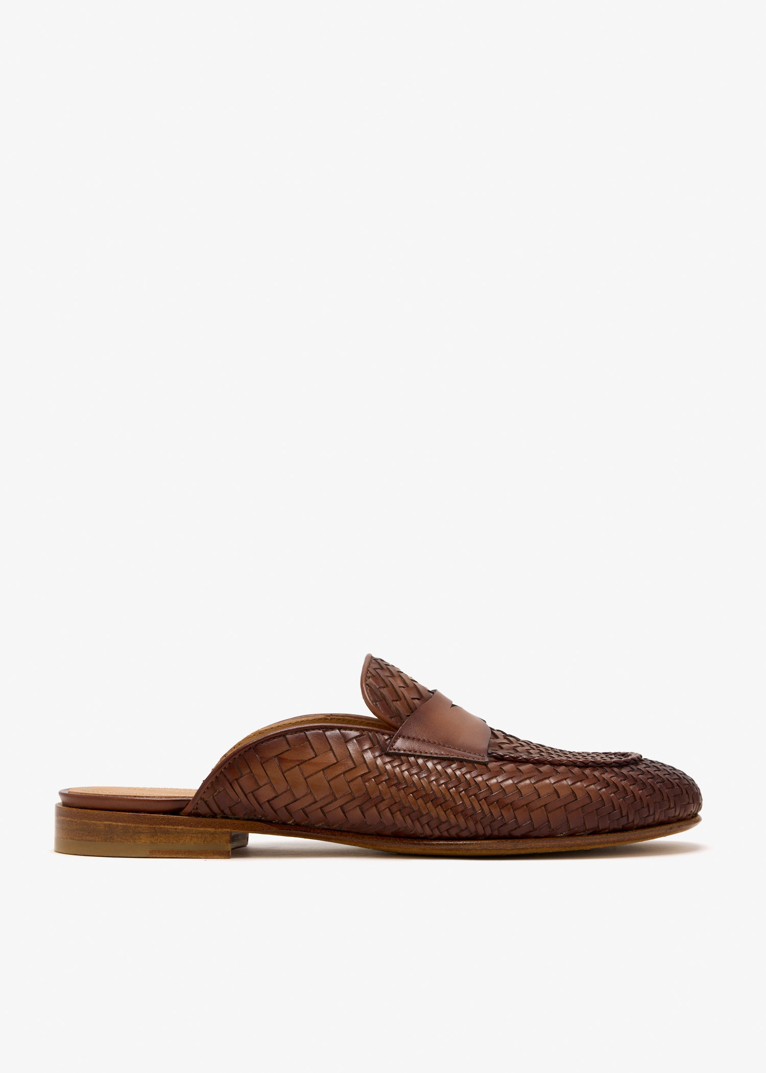 

Woven leather slippers, Brown