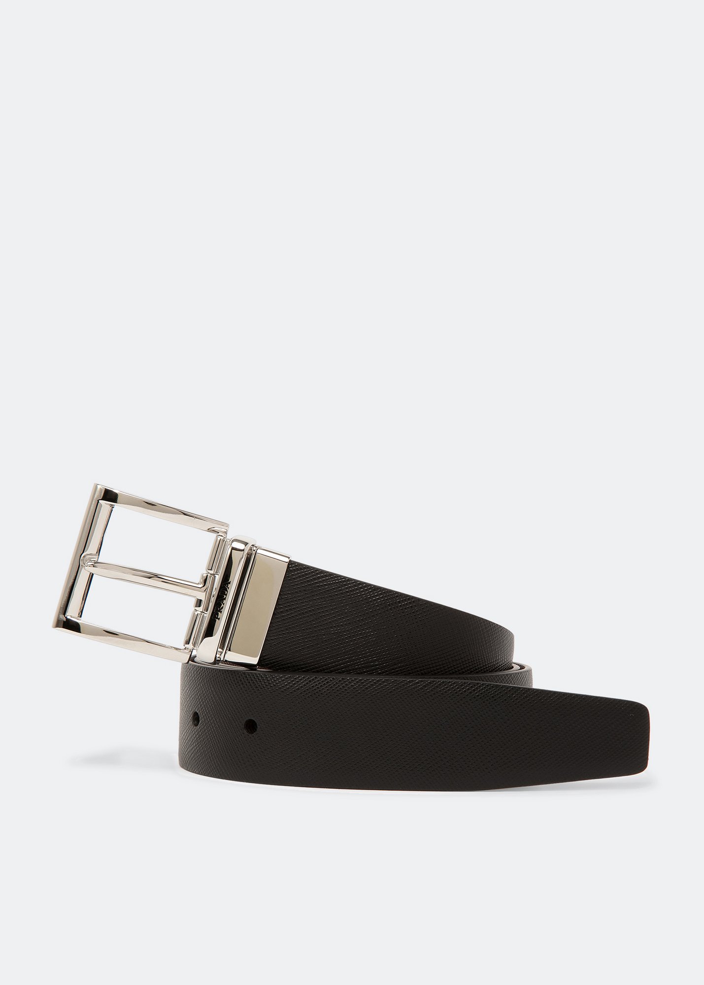 

Saffiano leather reversible belt, Black