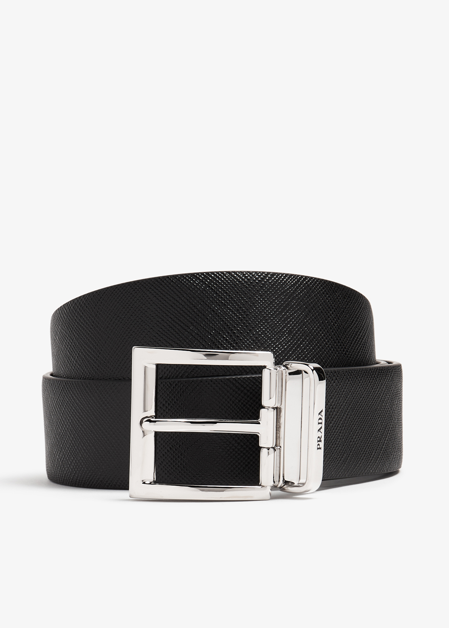 

Saffiano leather reversible belt, Black