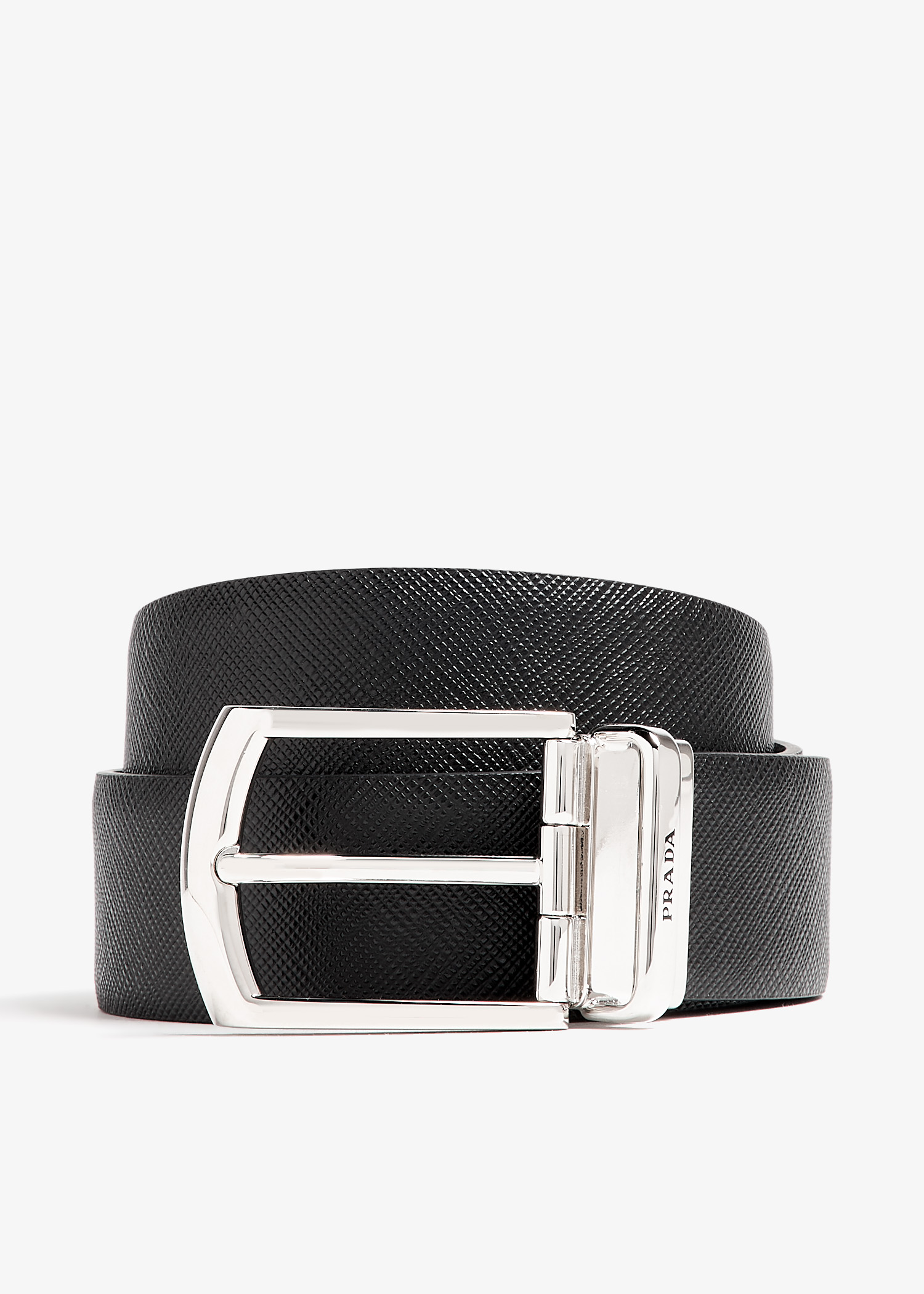 

Reversible Saffiano leather belt, Black