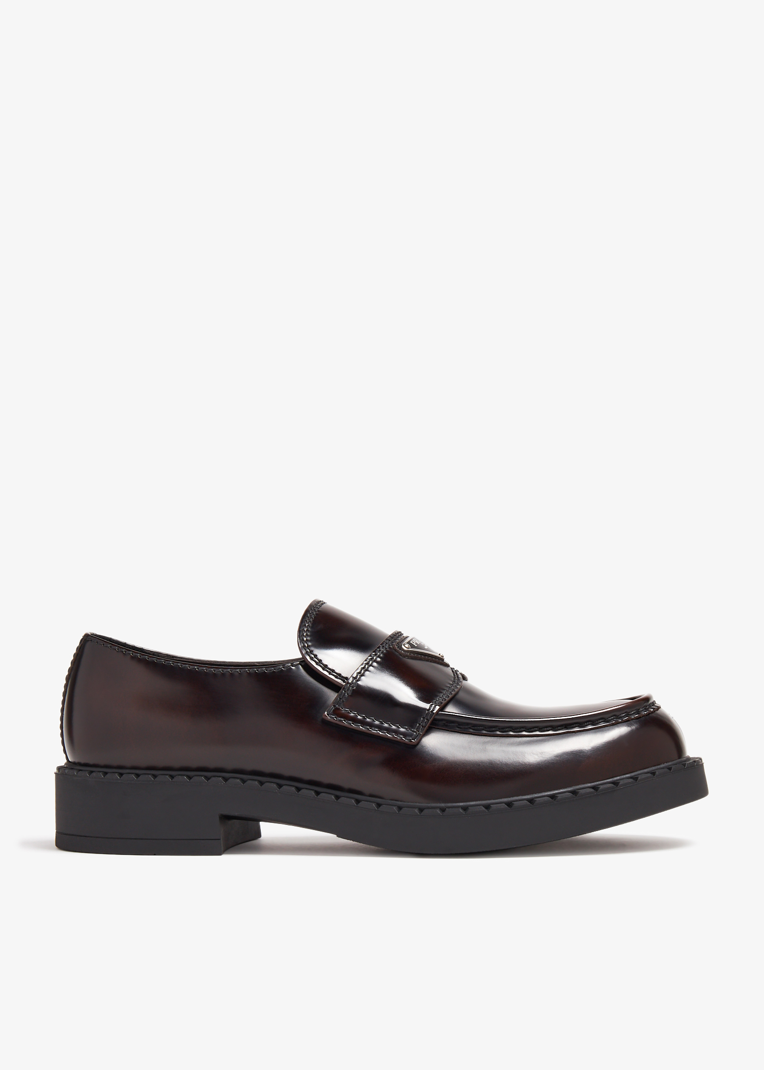 

Chocolate brushed leather loafers, Brown