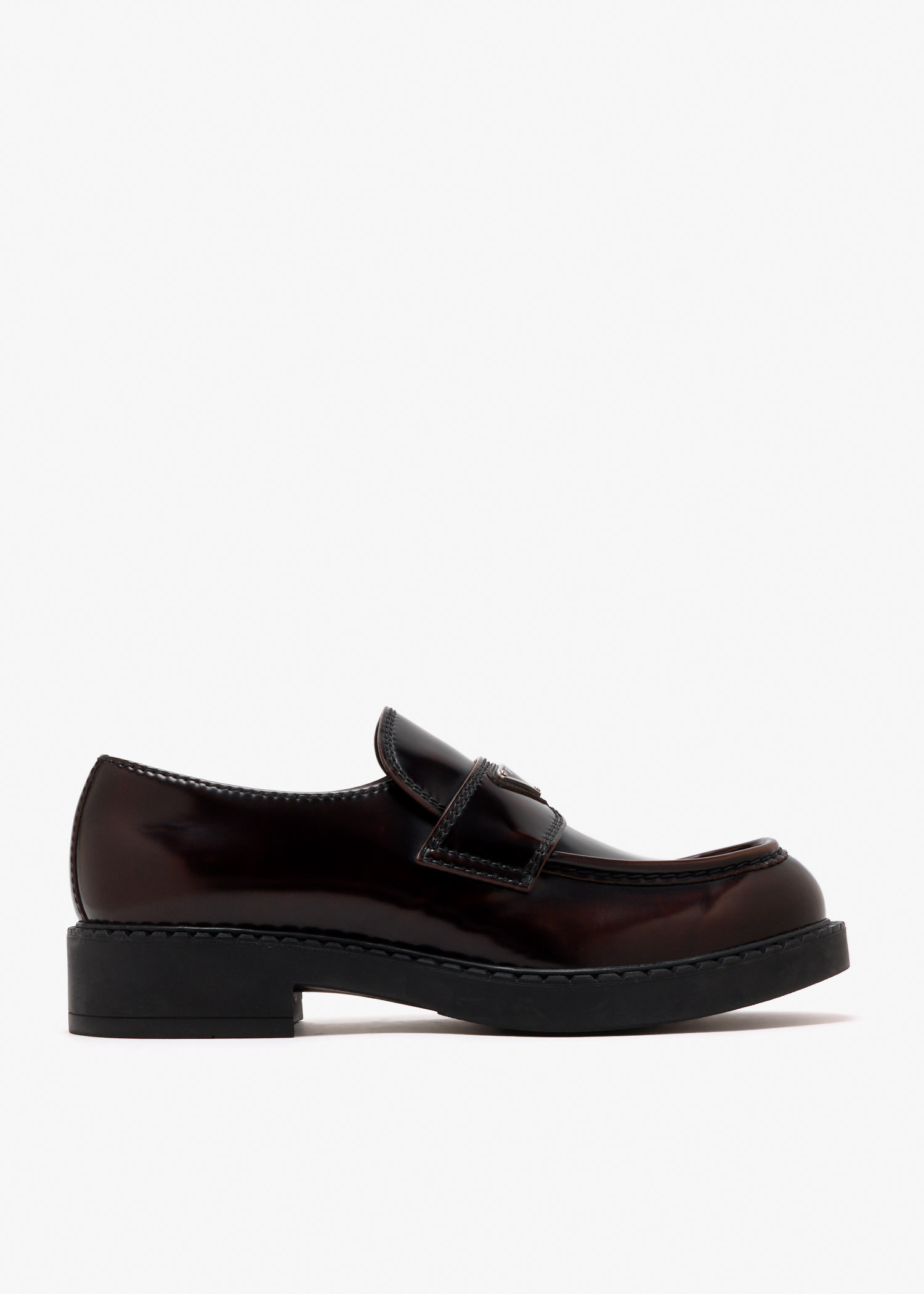 

Chocolate brushed leather loafers, Brown