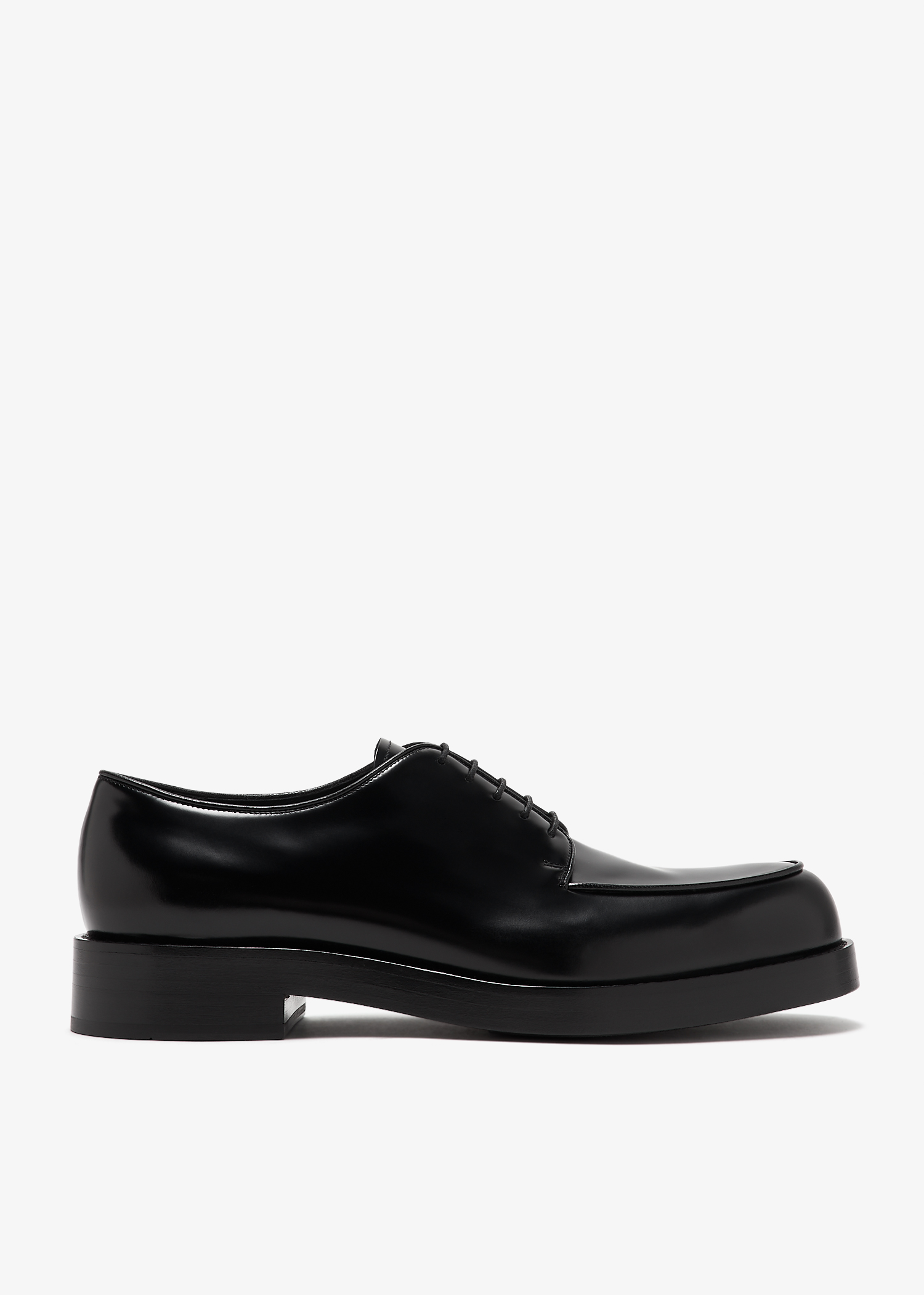 

Brushed leather derby shoes, Black