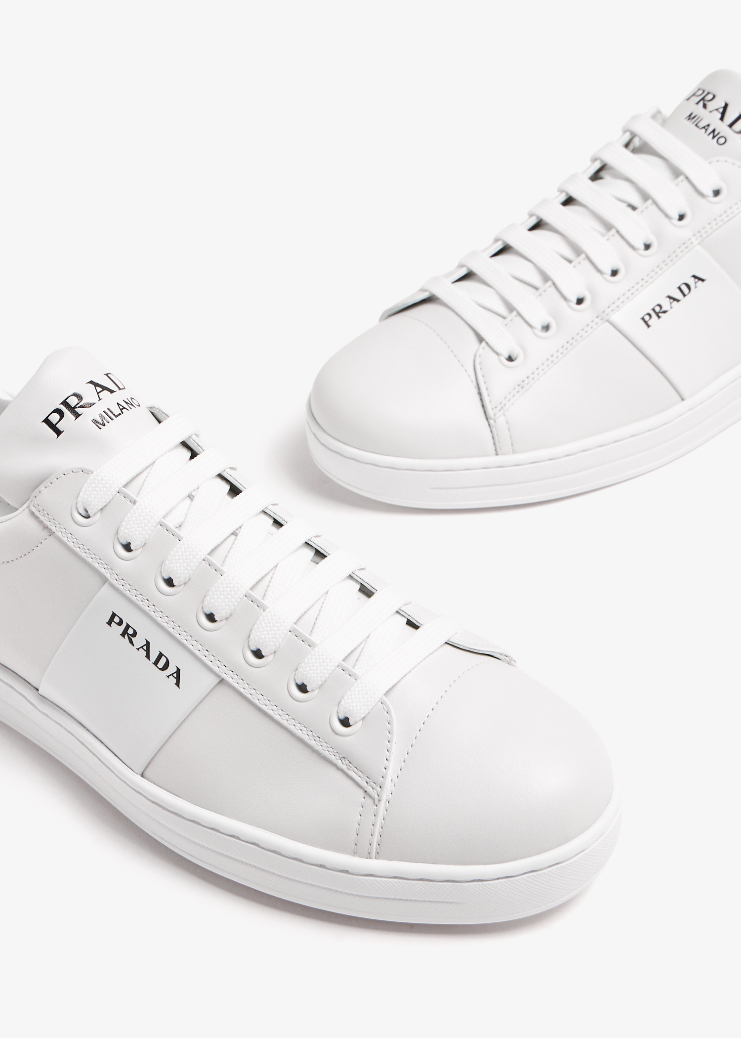 

Brushed leather and leather sneakers, White