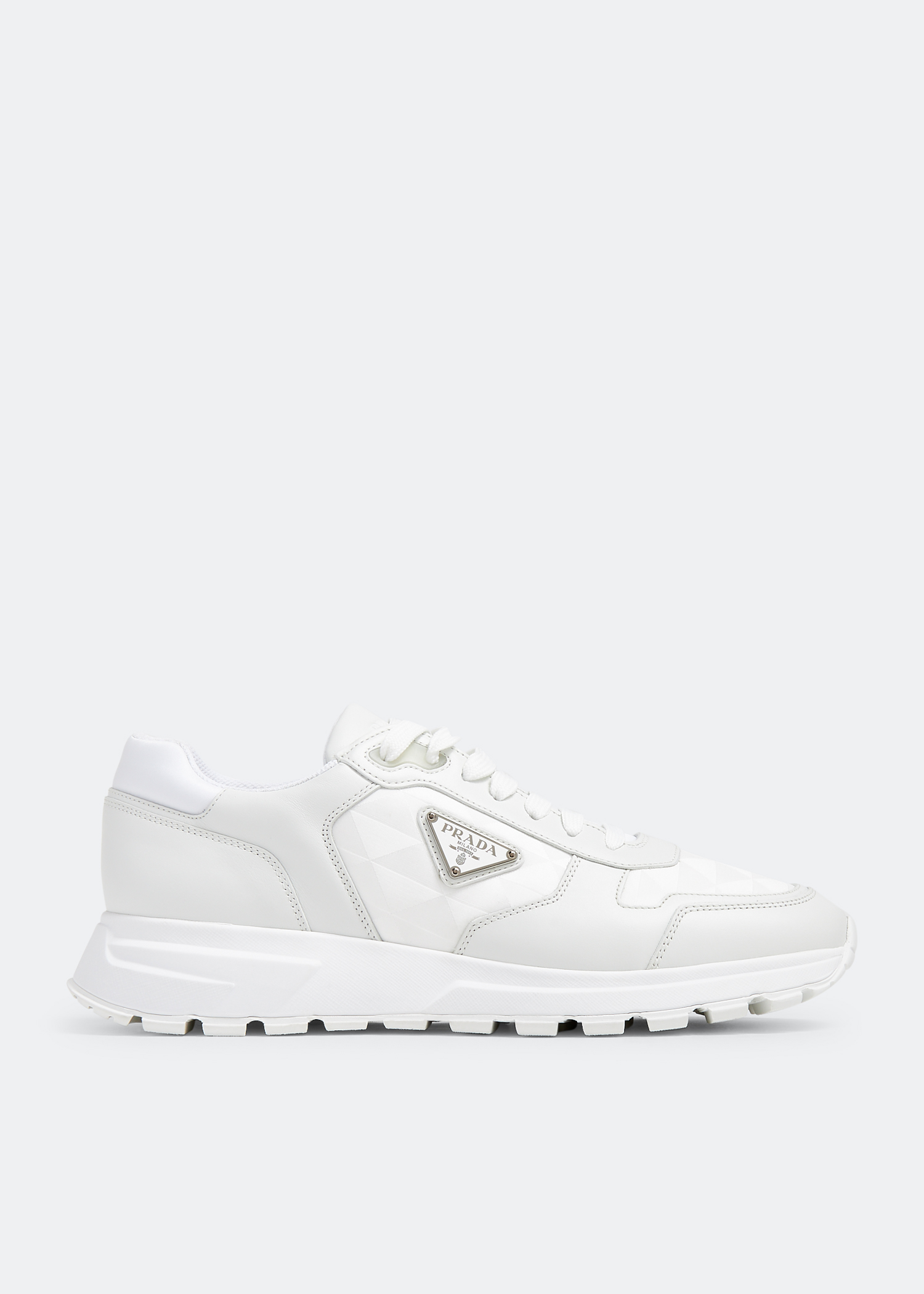 

Leather and nylon sneakers, White