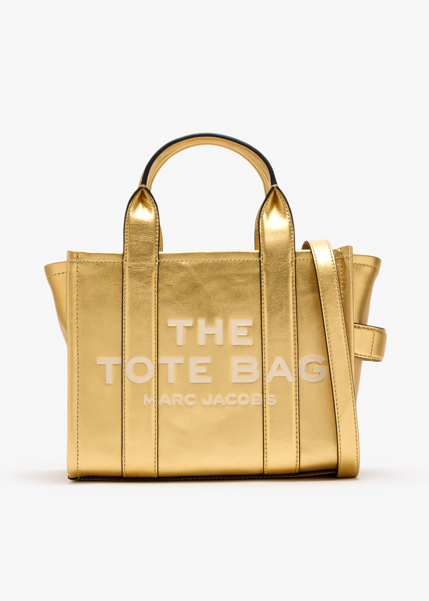 

The Metallic leather small tote bag, Gold