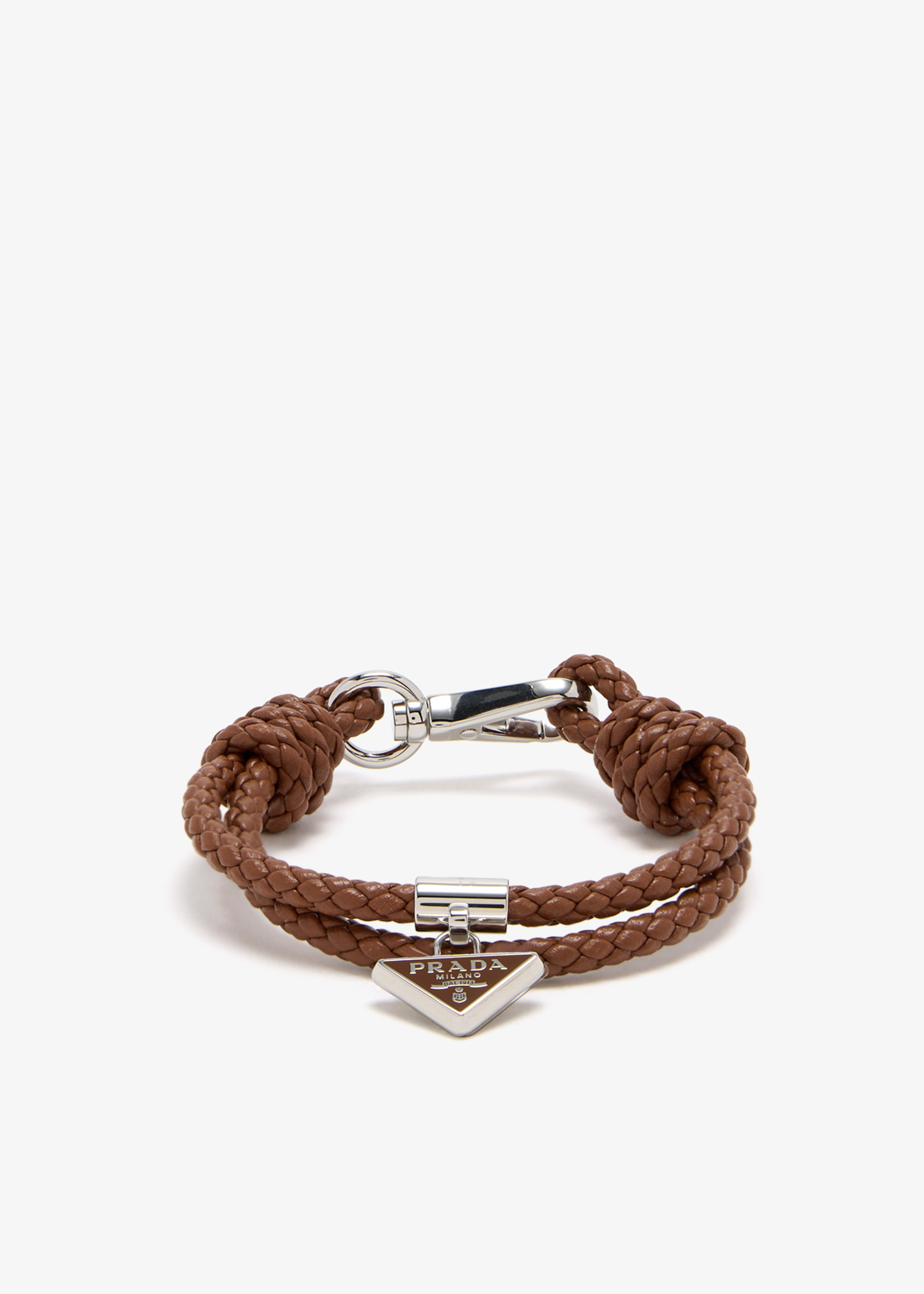 

Braided nappa leather bracelet, Brown
