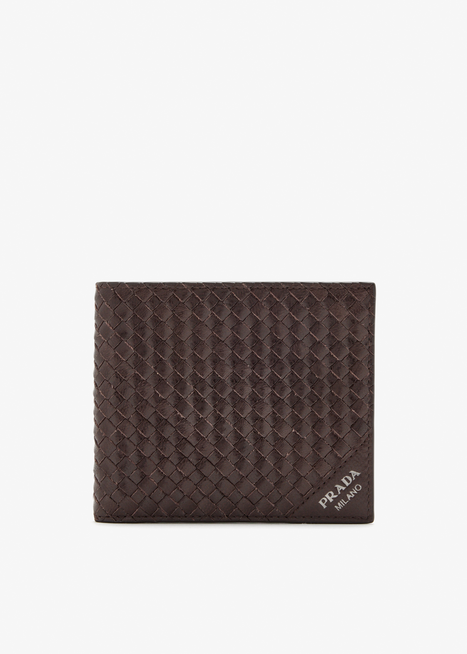 

Leather woven wallet, Brown