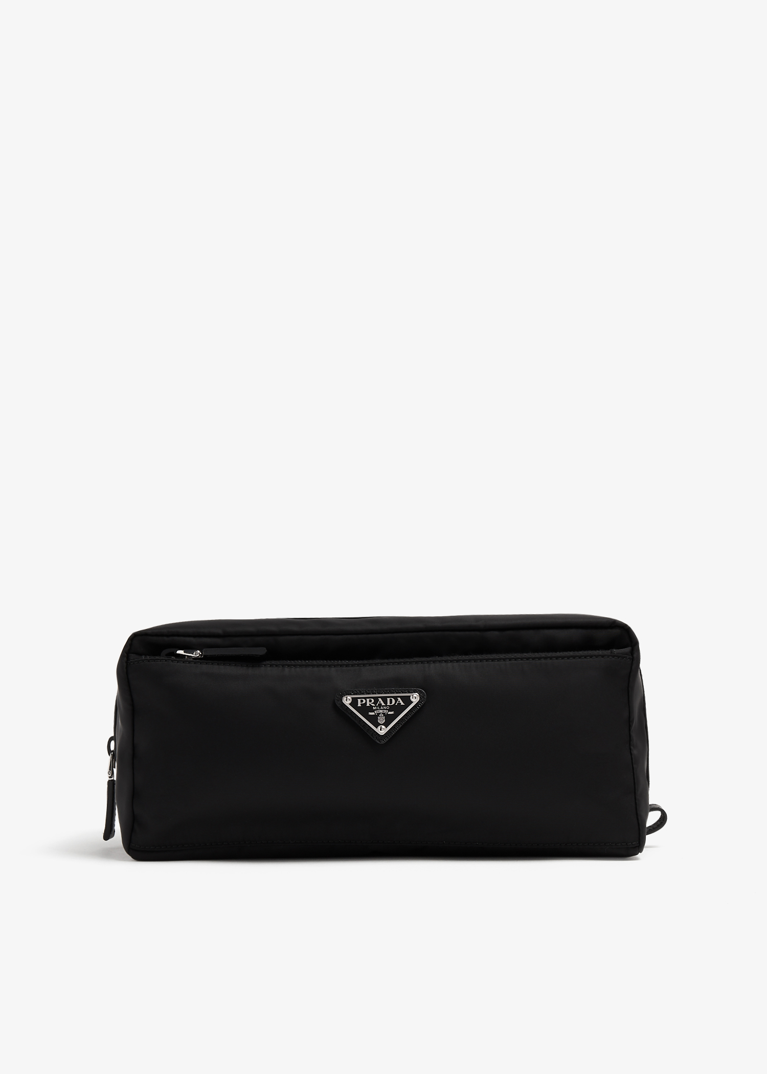 

Re-Nylon and Saffiano leather travel pouch, Black